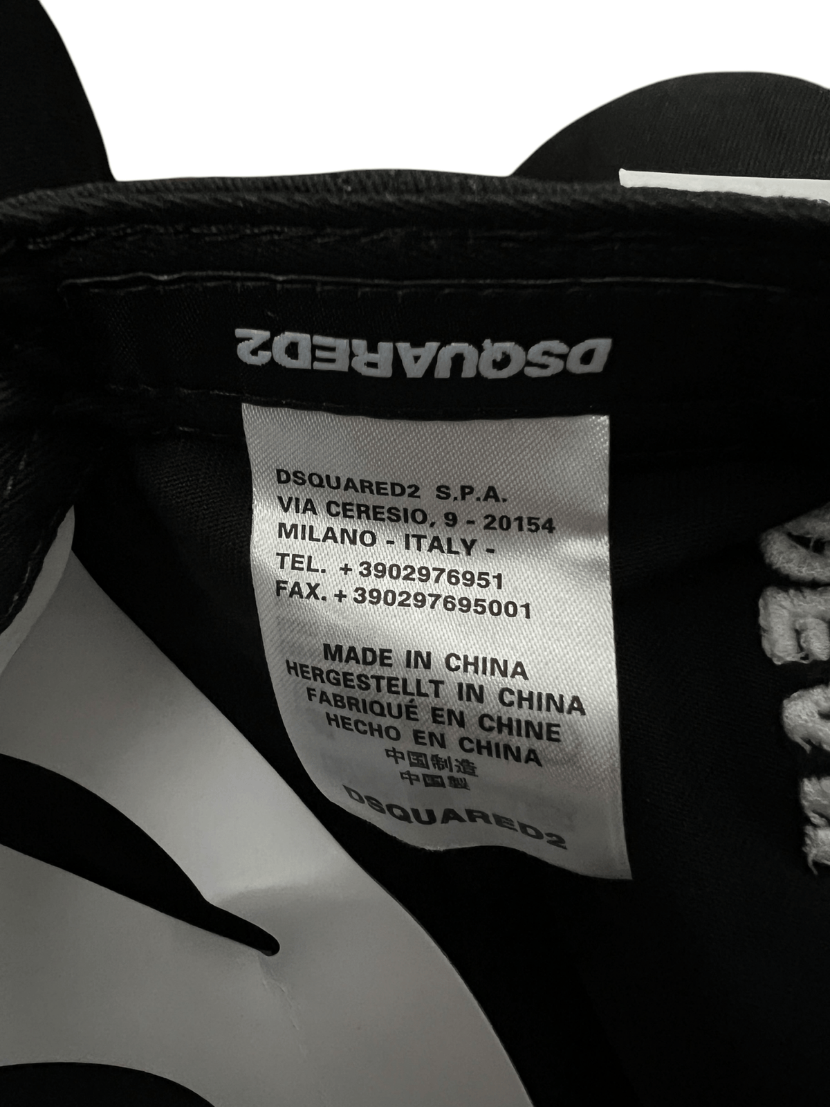 Casquette Dsquared2 noir taille UNI, détail étiquette — vue 4