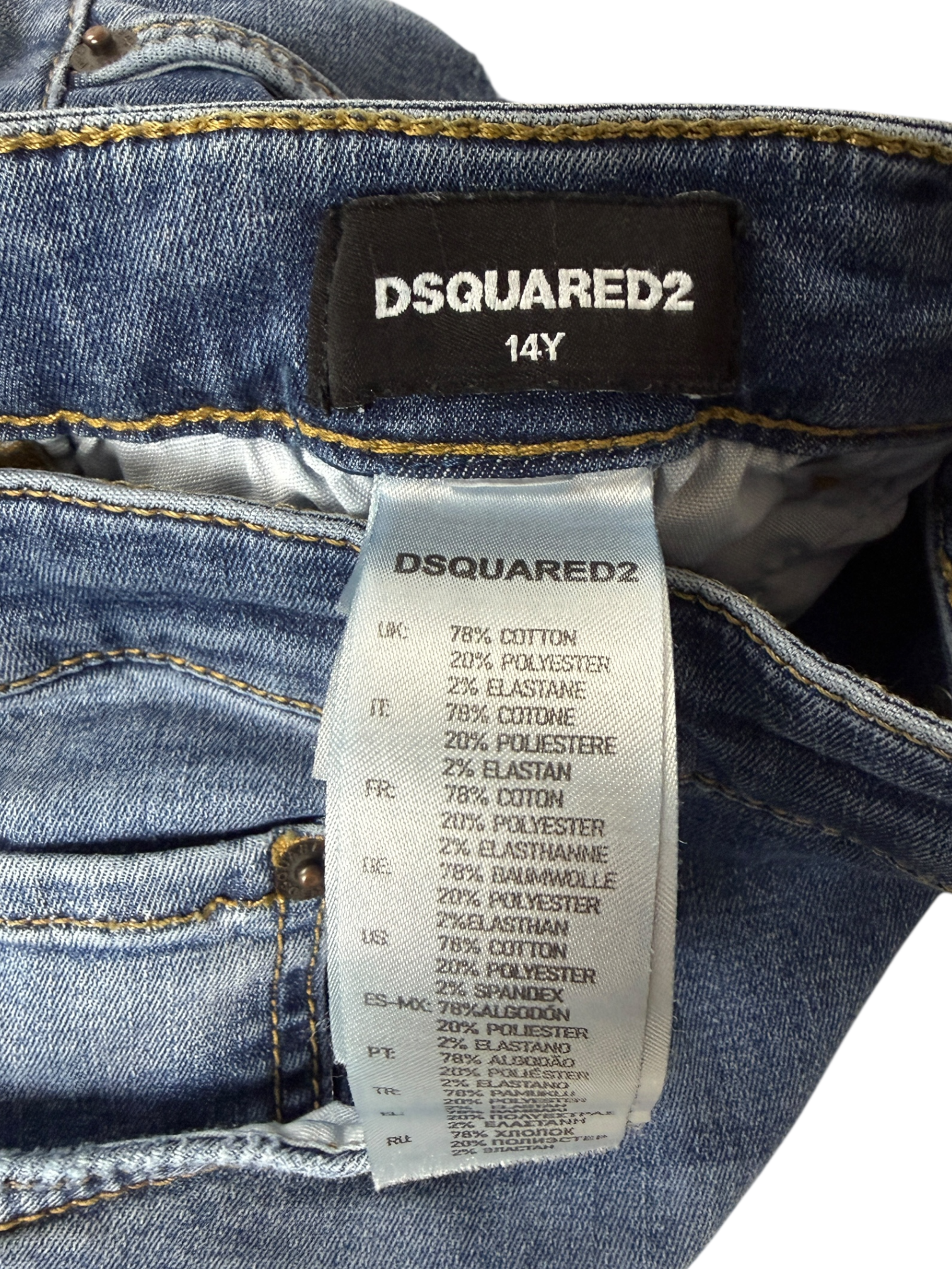 Jean Dsquared2 marine taille 14 ans - Logo et étiquette