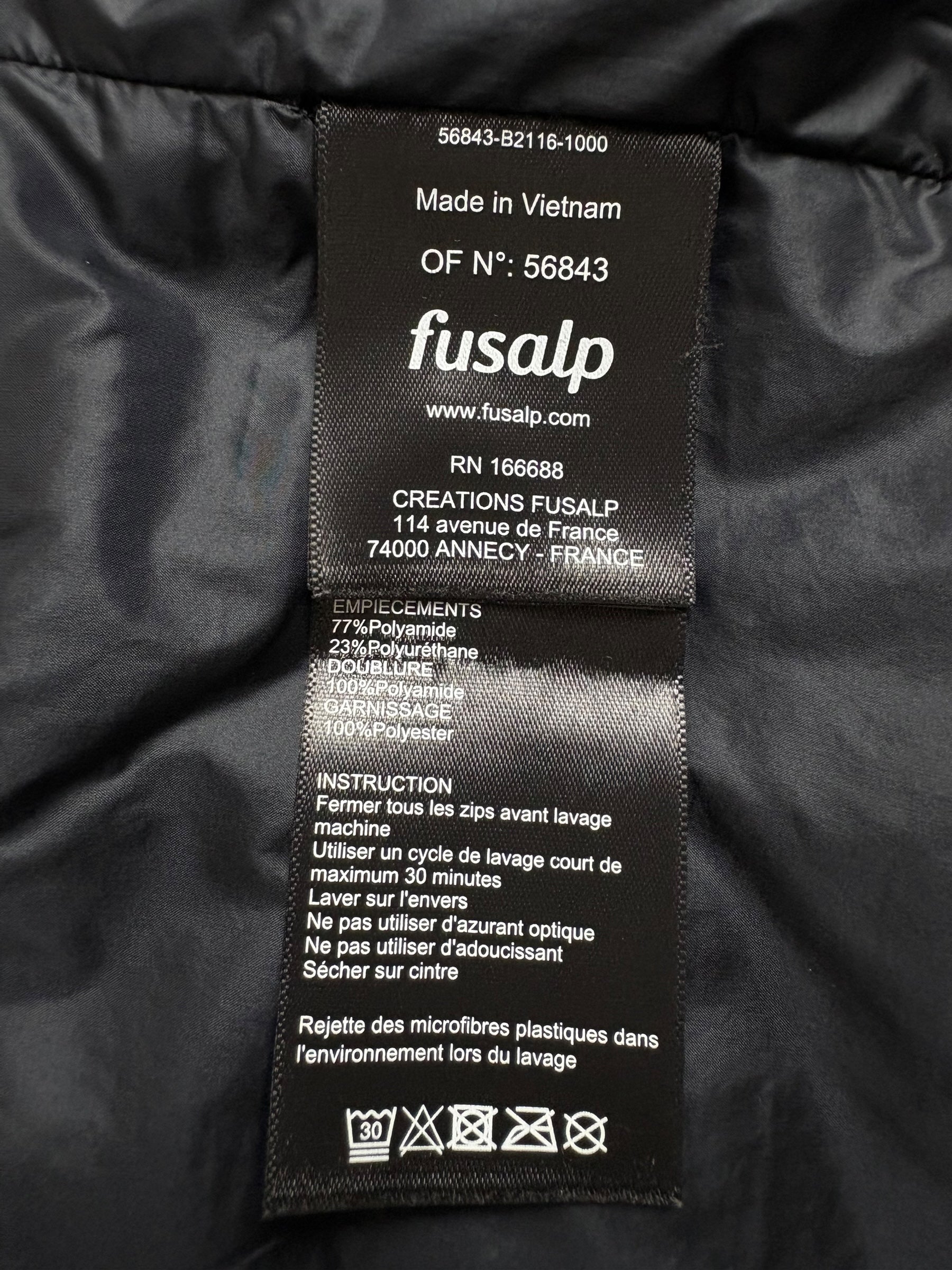 Gilet Fusalp noir taille 48 - Logo et étiquette