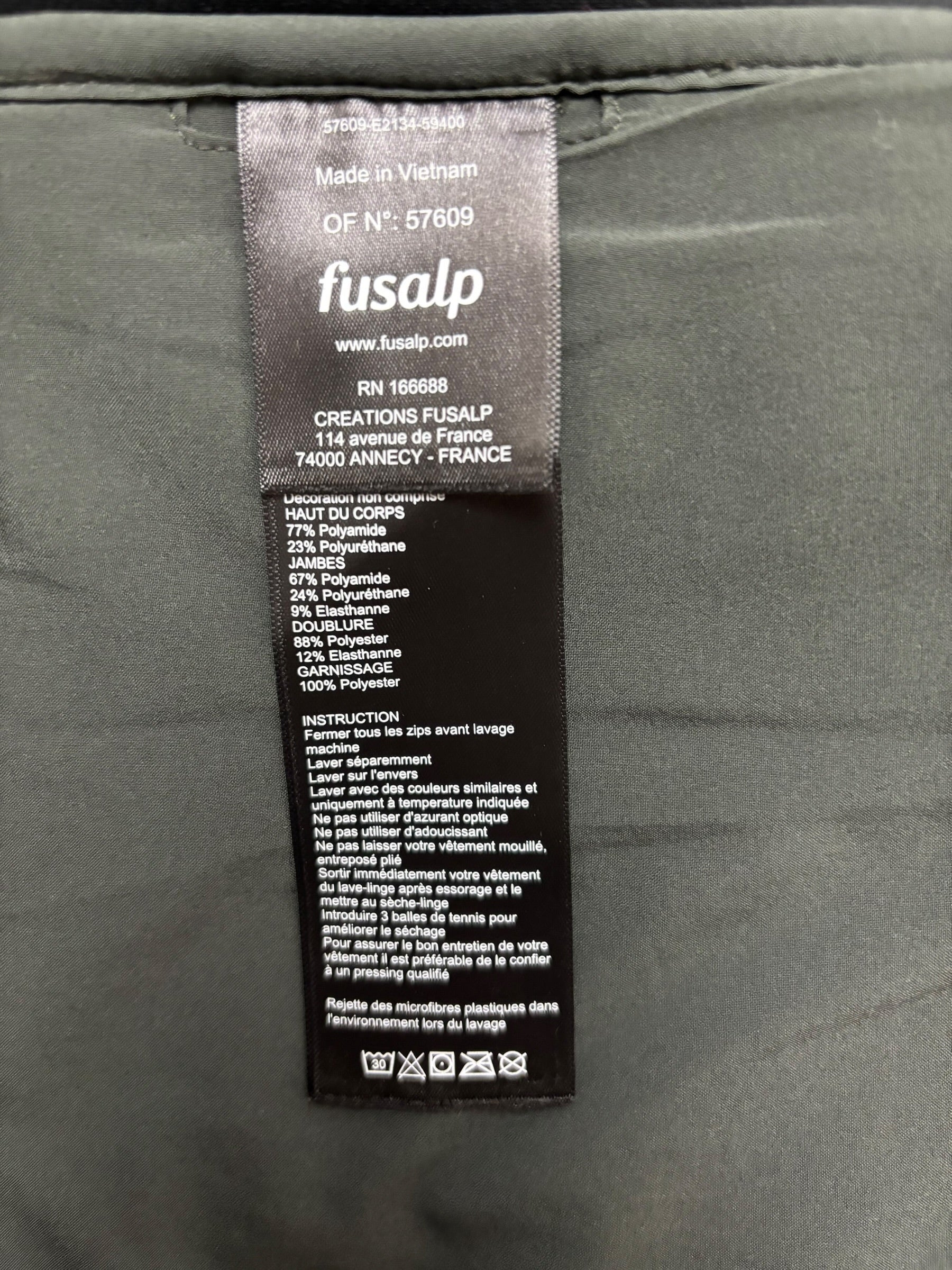 Veste Fusalp kaki taille XL - Vue côté