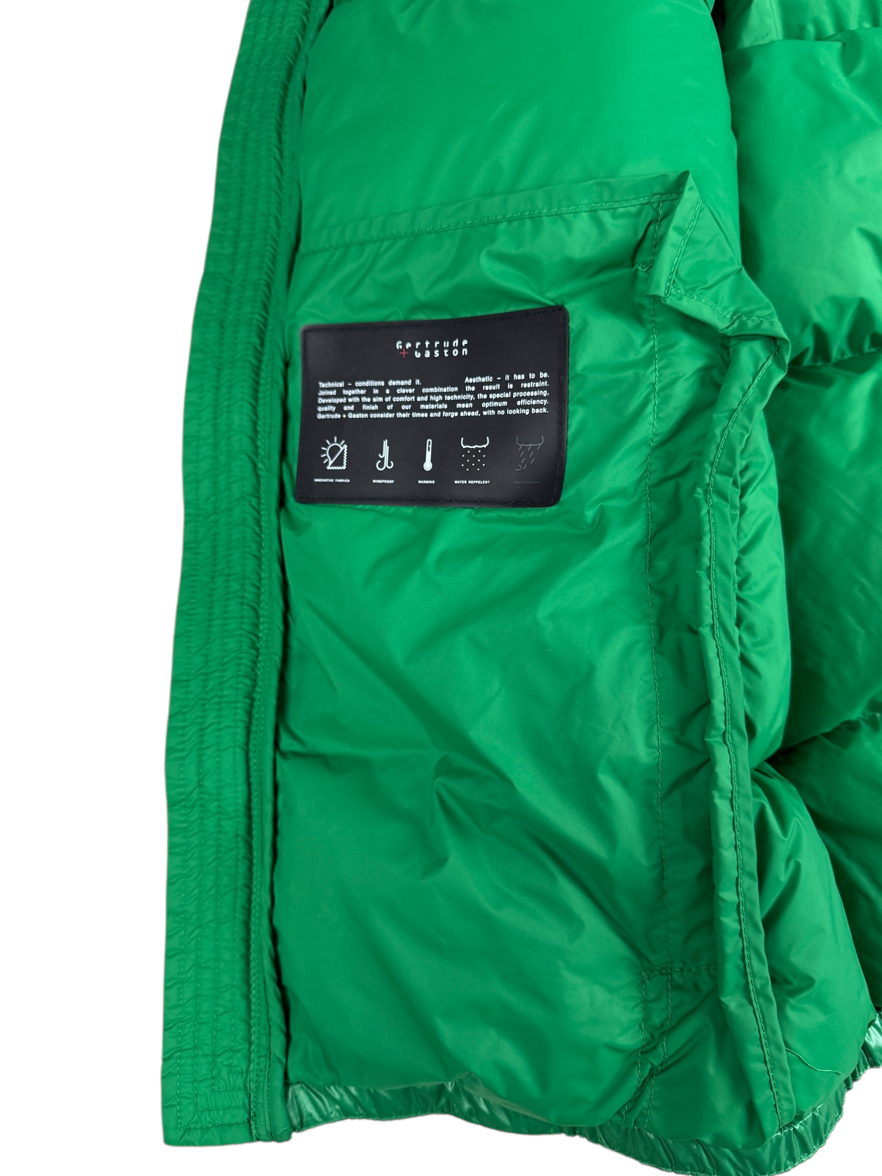 Gilet Gertrude Gaston vert taille XS - Logo et étiquette