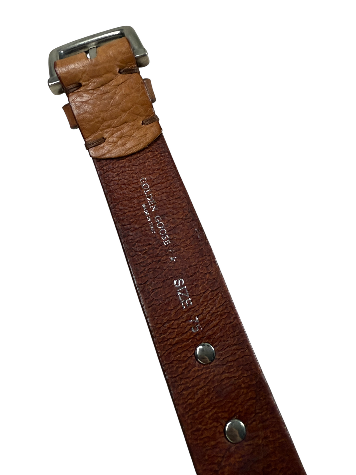 Ceinture Golden Goose marron taille 75 cm, détail étiquette — vue 4