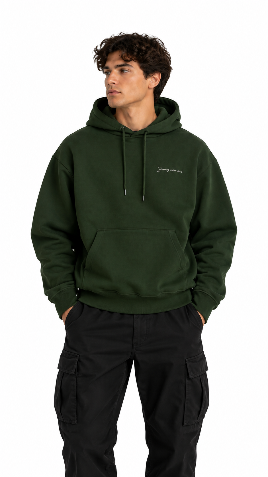 Sweat-shirt Hoodie Jacquemus Brodé kaki taille S, détail étiquettes et finitions — vue 3