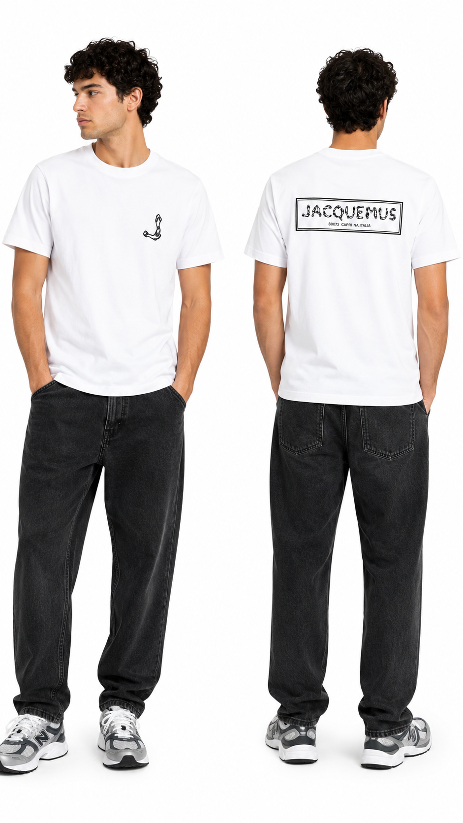 T-shirt Méru Jacquemus blanc neuf, col ras-du-cou côtelé et étiquette Fisherman — vue 3