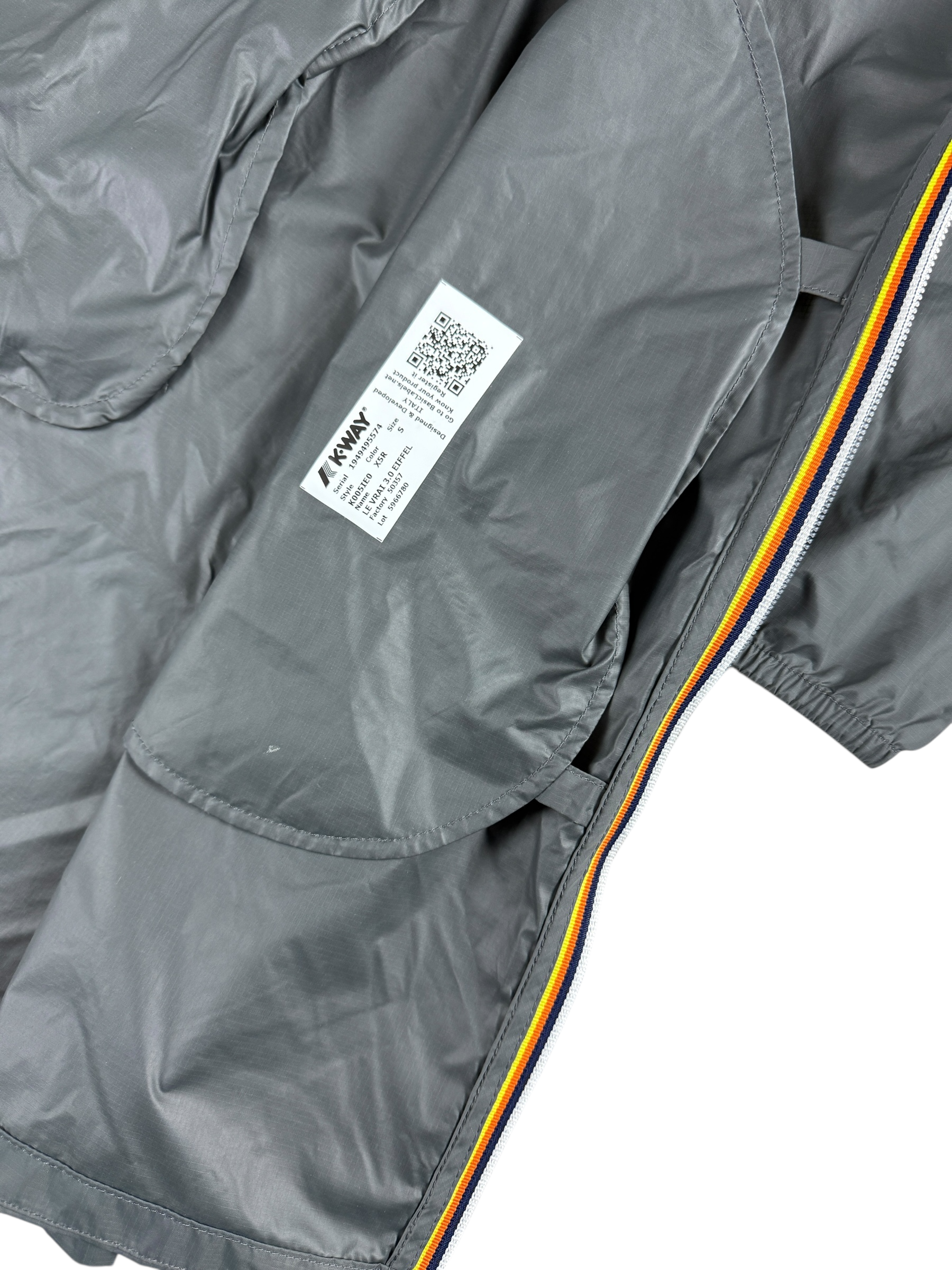 Parka K-Way gris taille S - Détail