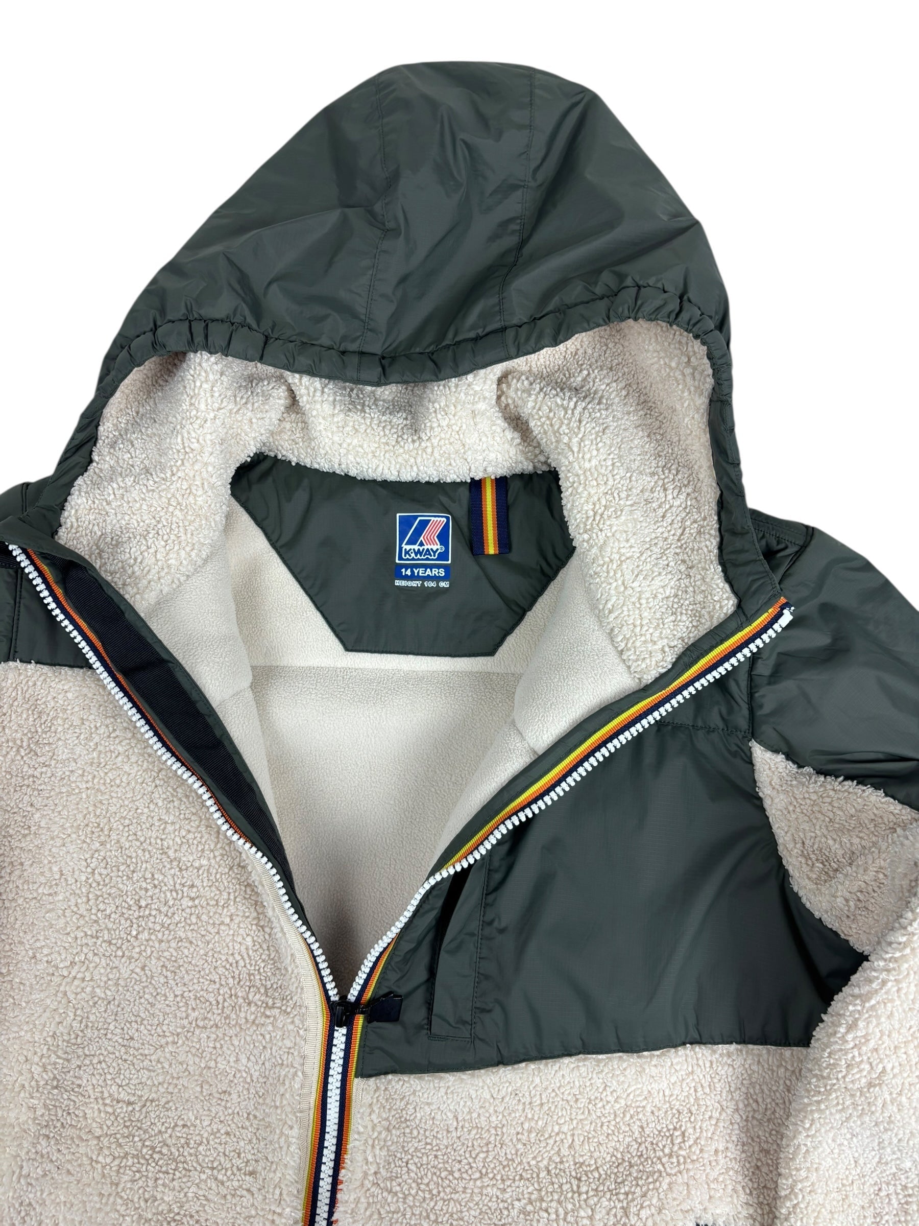 Veste K-Way kaki / beige taille 14 ans - Vue de dos