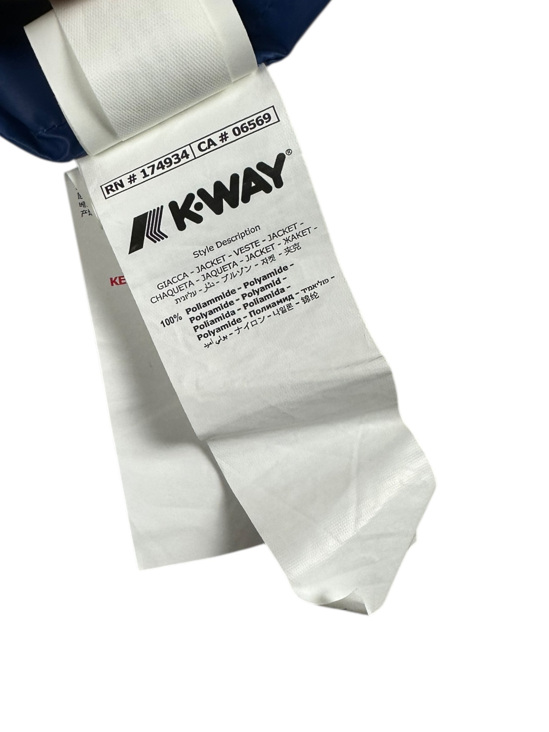 Veste K-Way x Comme Des Garçons bleu taille XS - Logo et étiquette