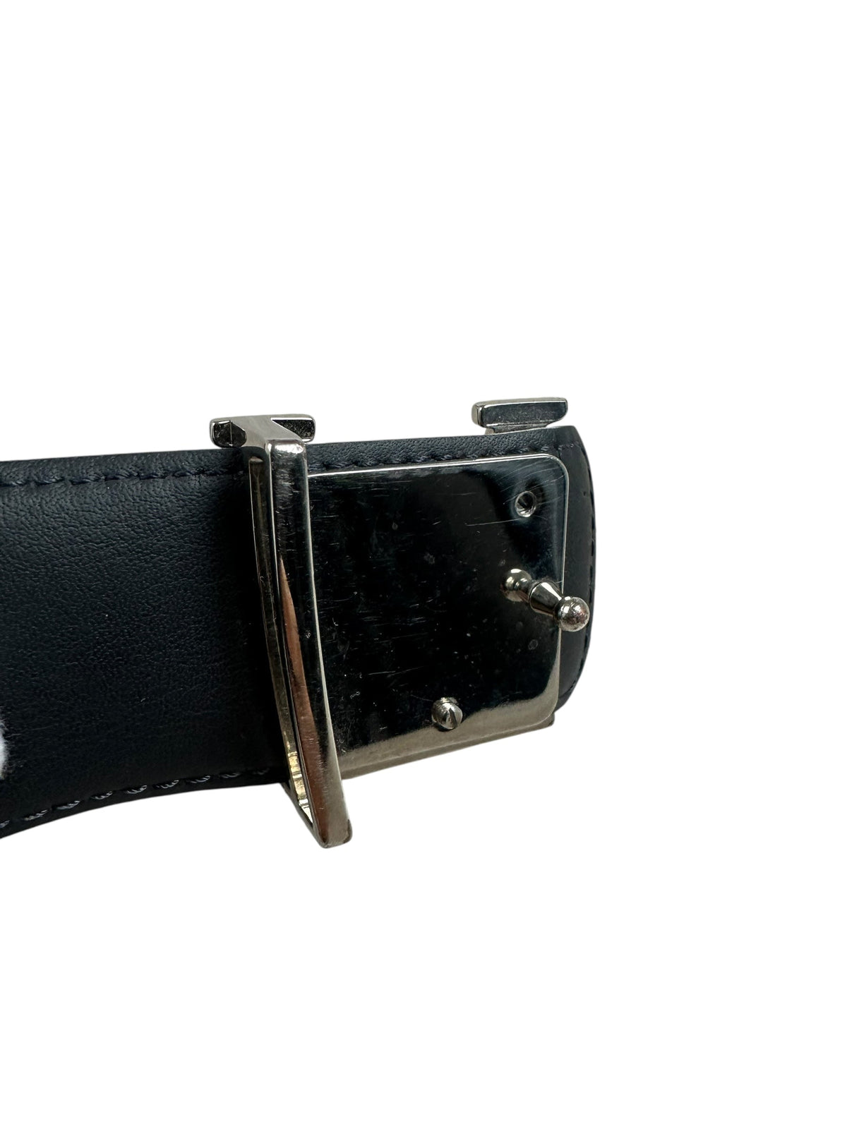 Ceinture Louis Vuitton Toile Damier Graphite noir / gris taille 90 cm, détail matière et finitions — vue 3