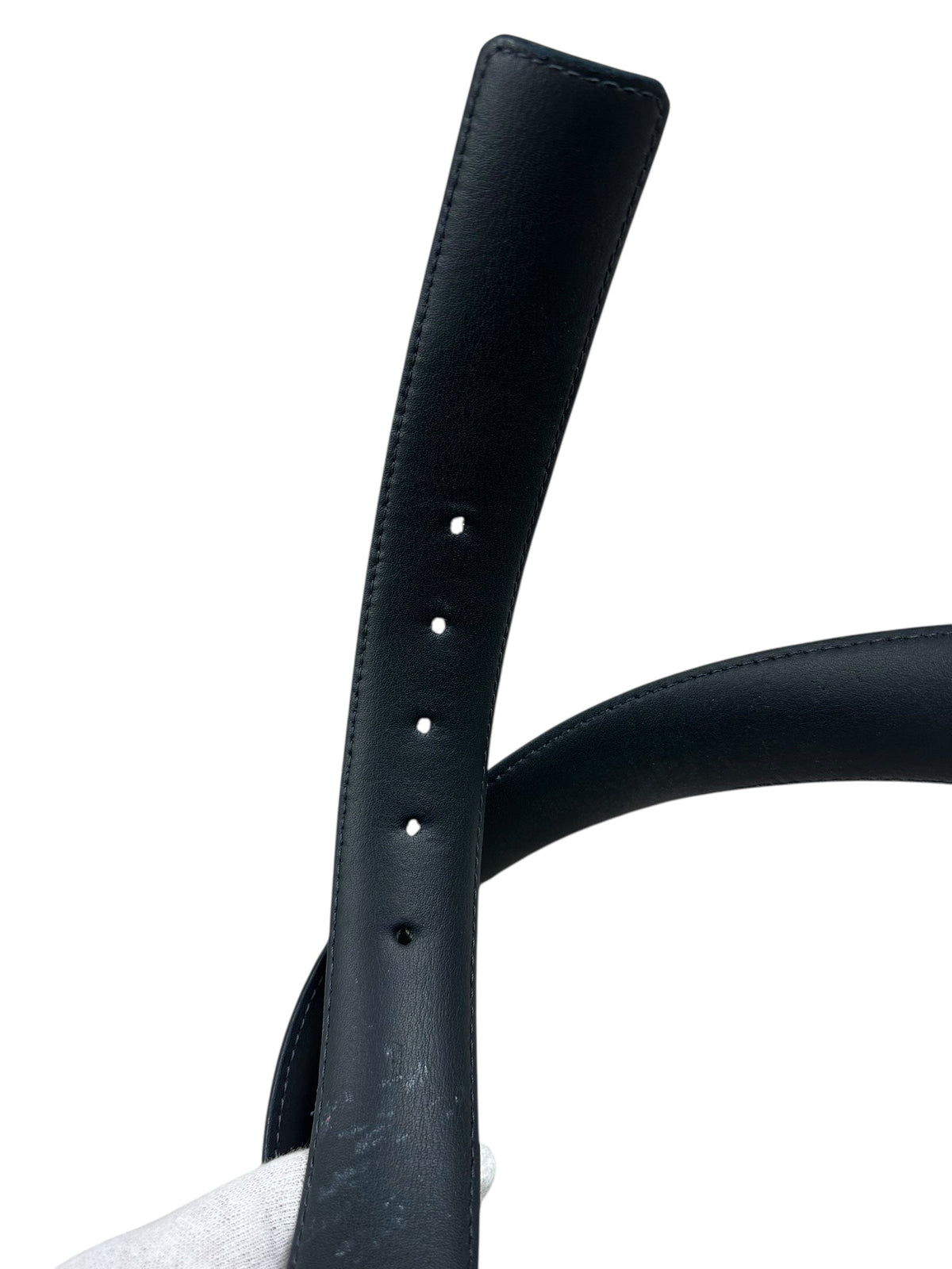Ceinture Louis Vuitton Toile Damier Graphite noir / gris taille 90 cm, détail boucle et marquage — vue 4