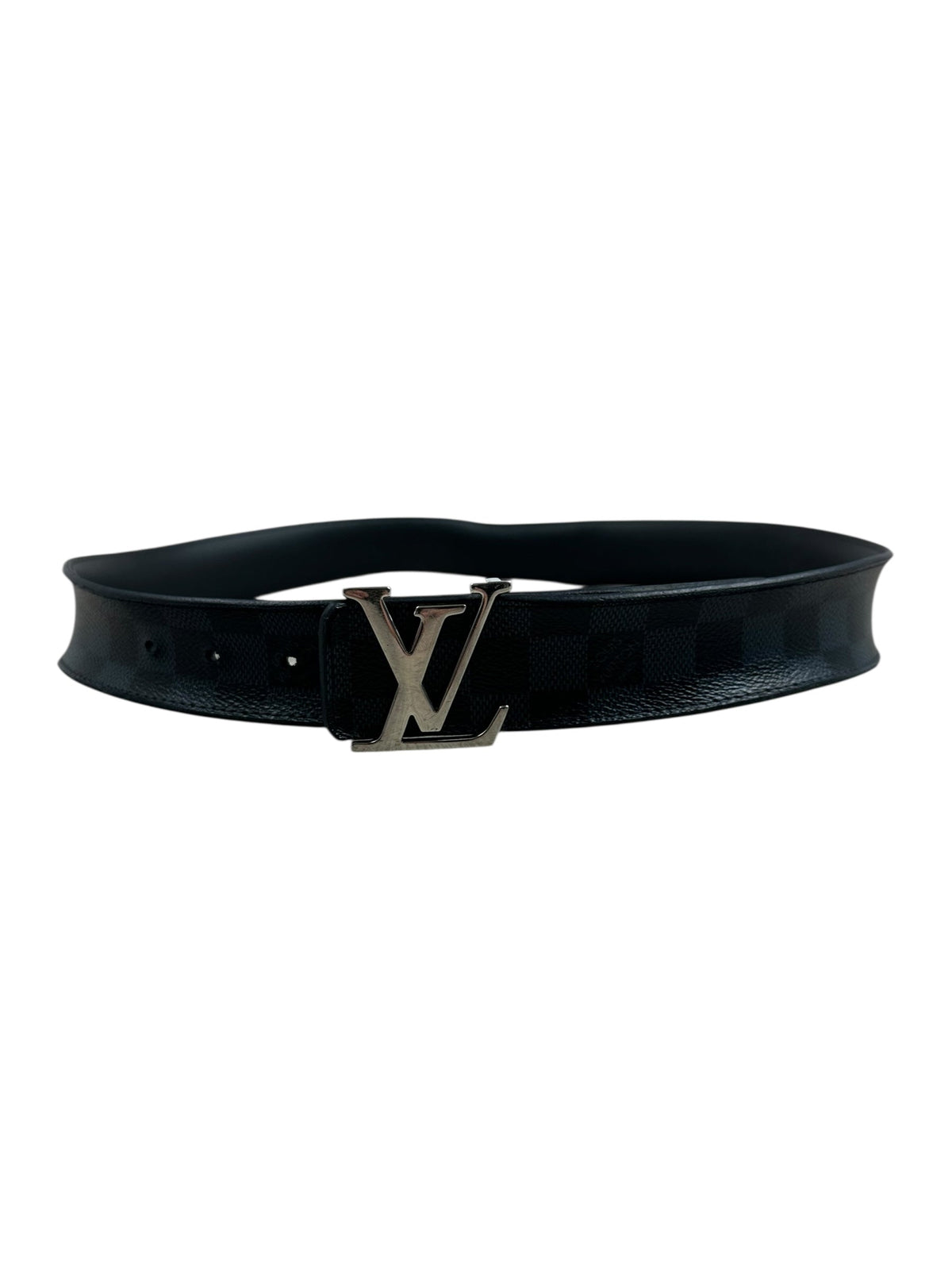 Ceinture Louis Vuitton Toile Damier Graphite noir / gris taille 90 cm, détail matière et finitions — vue 6