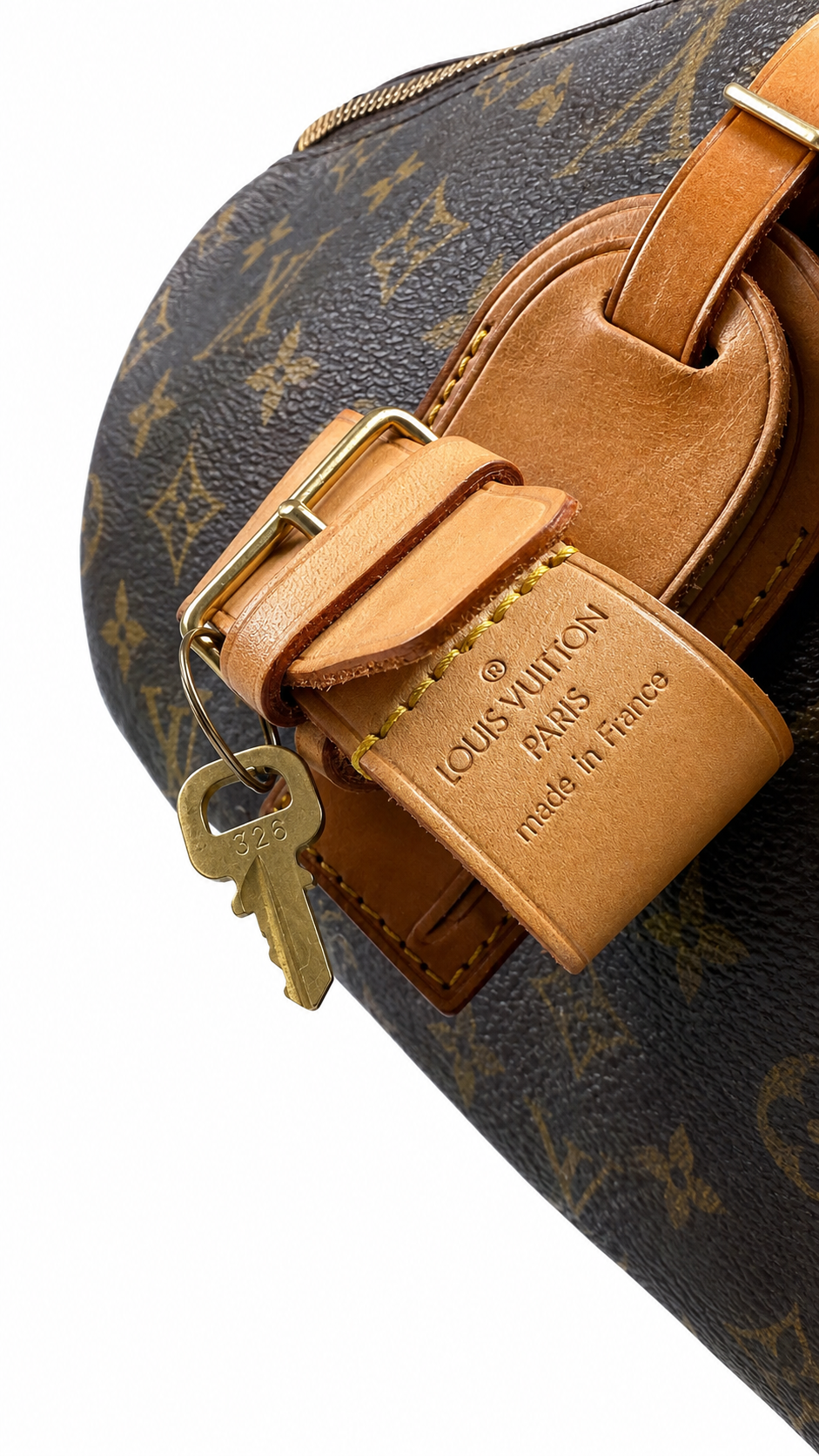 Sac Louis Vuitton Keepall 50 toile Monogram marron, détail zip et quincaillerie — vue 5
