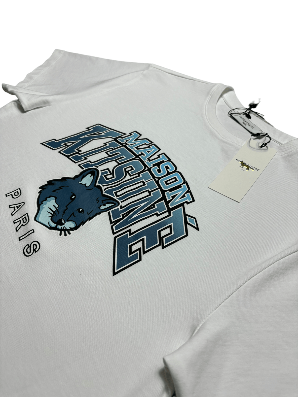 Tee-shirt Maison Kitsuné blanc, seconde main authentifiée NB08, détail étiquettes et finitions — vue 3