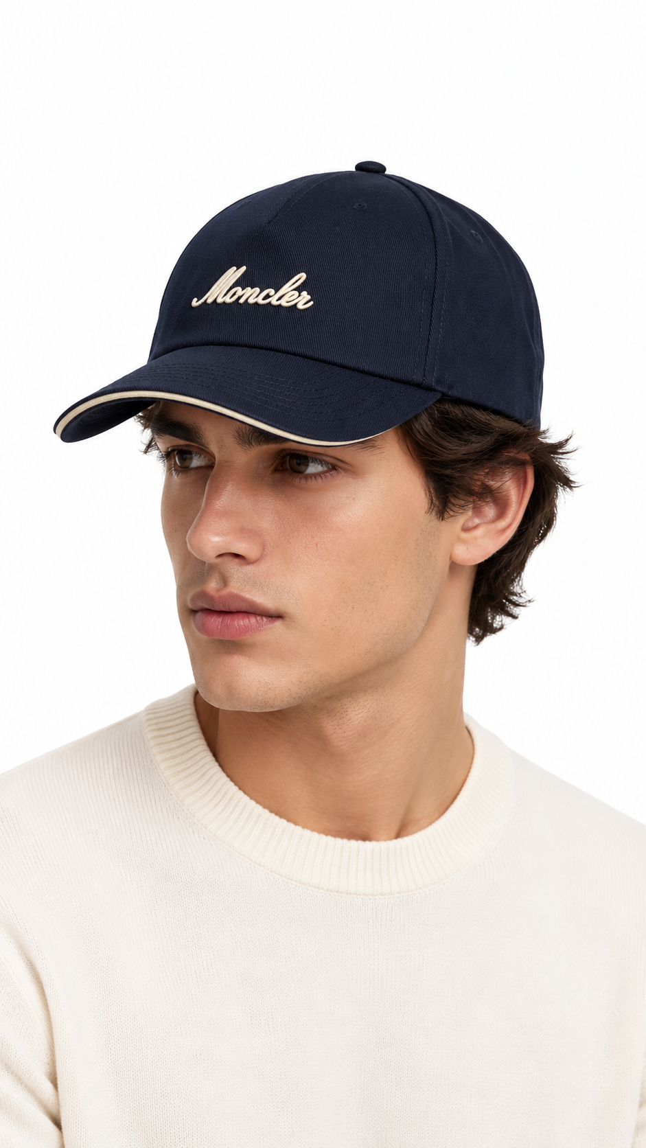 Casquette Moncler Logo Brodé marine, détail étiquettes et finitions — vue 4