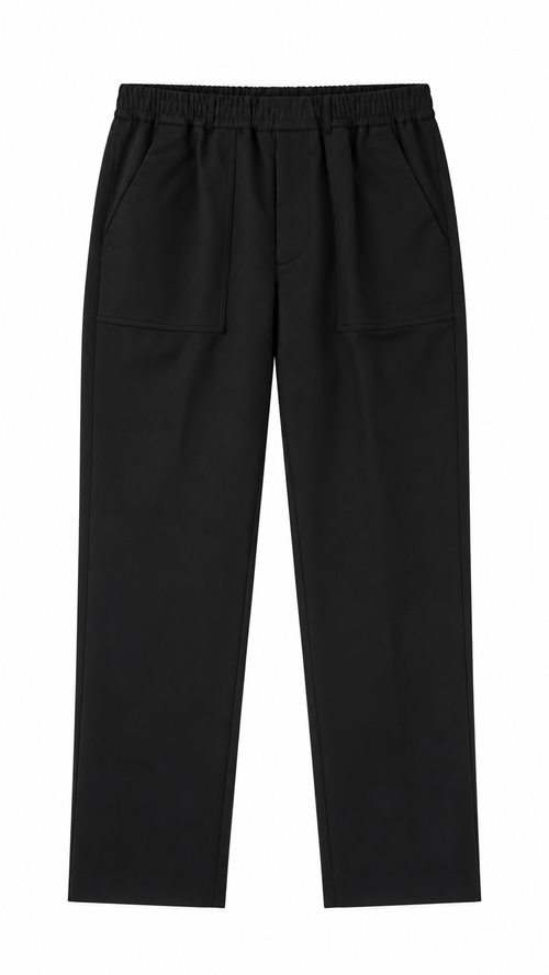 Pantalon Moncler à Taille Élastiquée en Laine Vierge - Noir - Taille 46 - Neuf