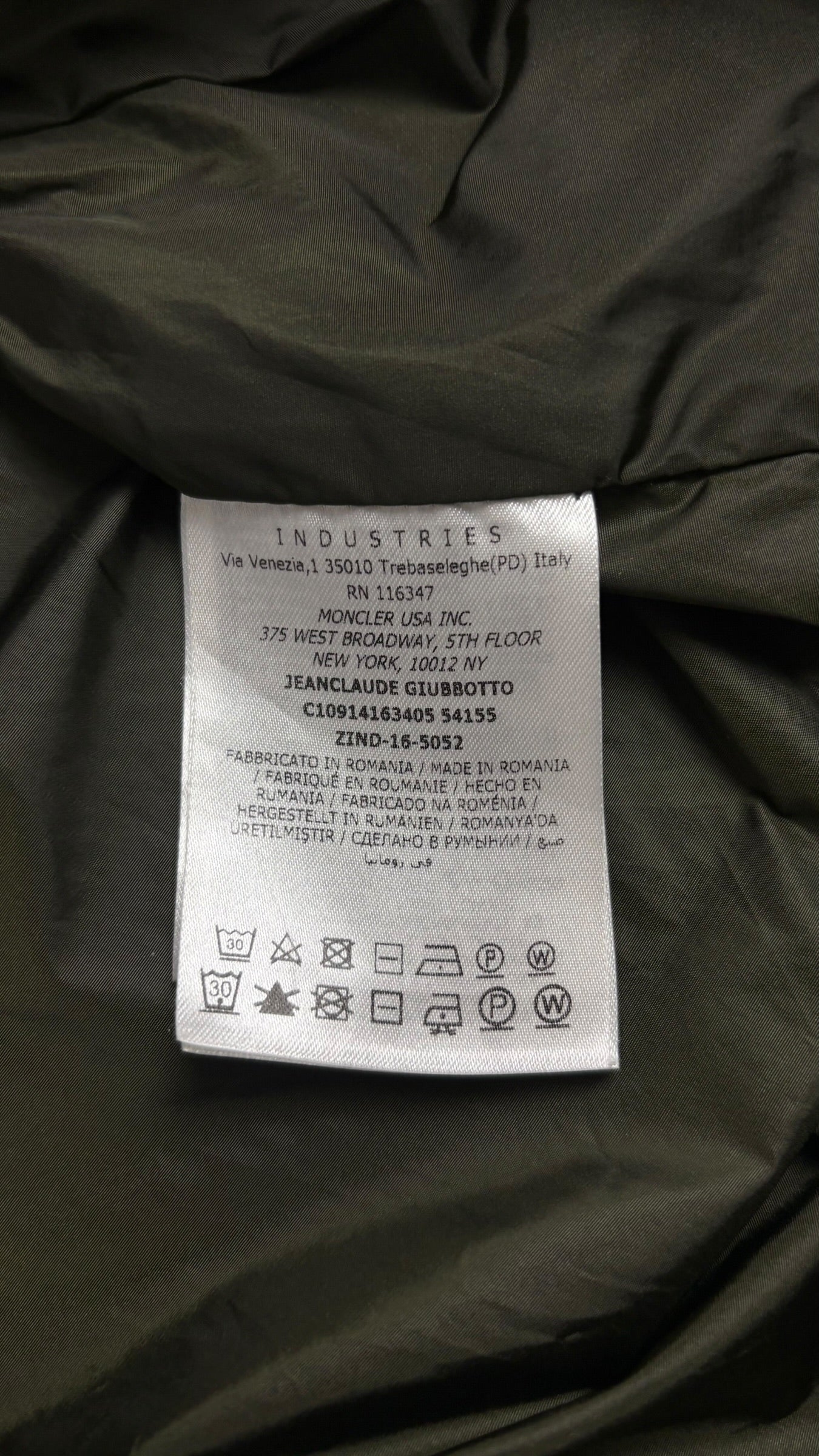 Veste Moncler kaki taille 6 - Vue côté