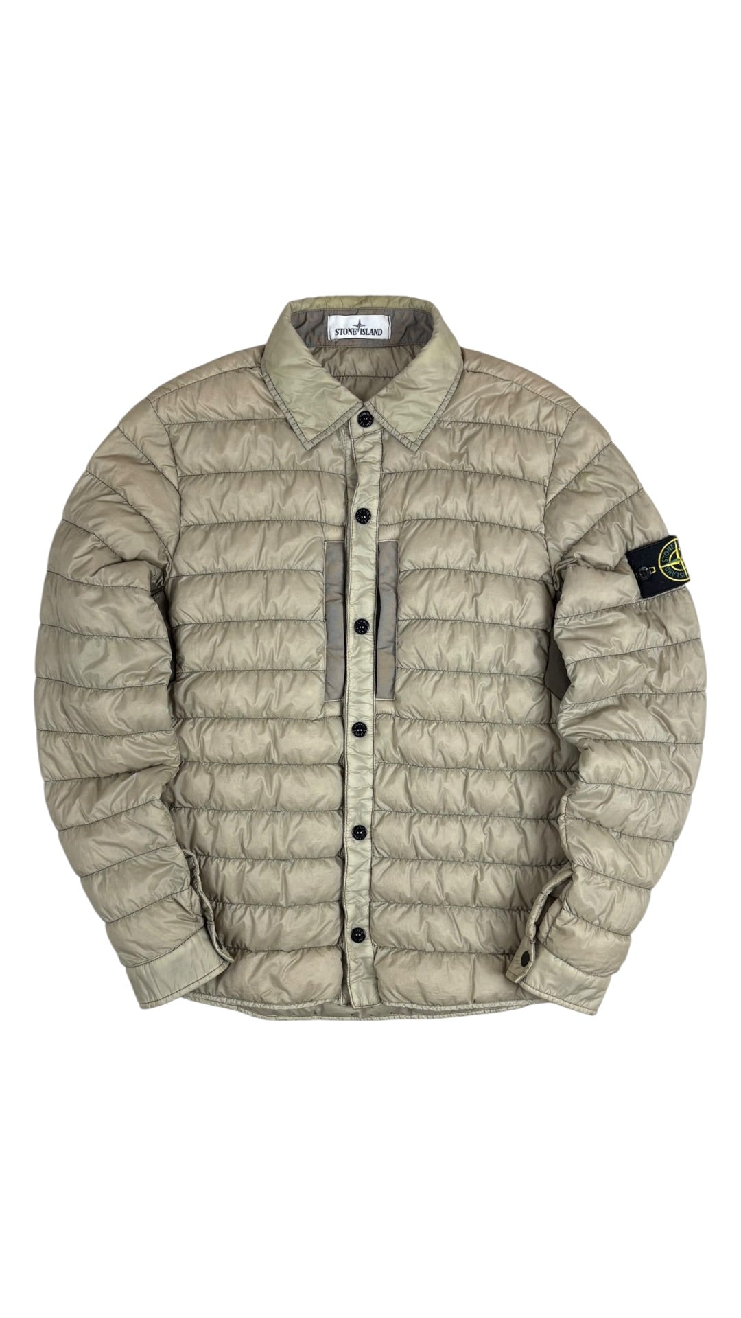 Doudoune Stone Island Garment Dyed Micro Yarn Down Jacket beige taille S - Vue de face