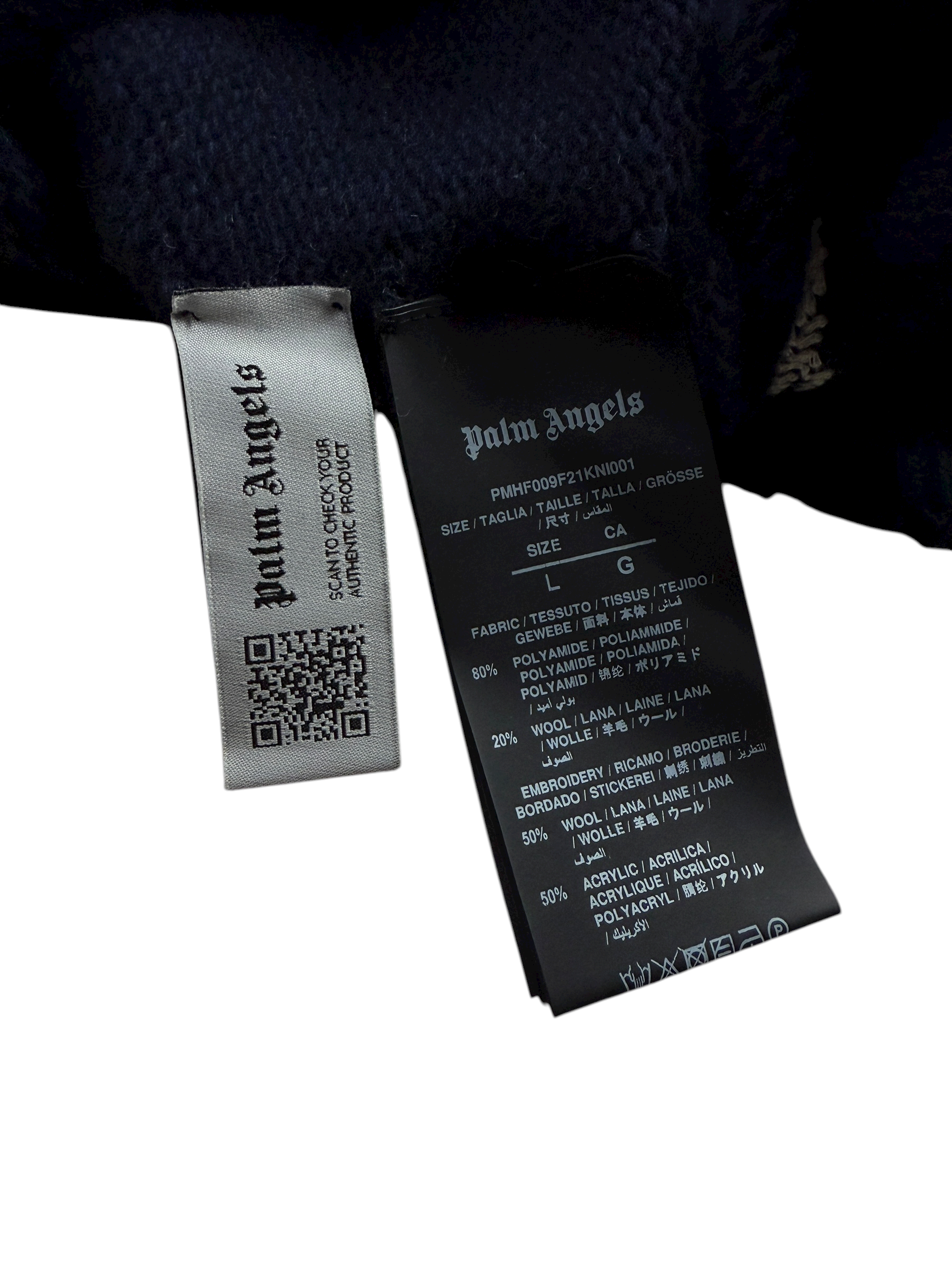 Pull Palm Angels marine taille L - Détail