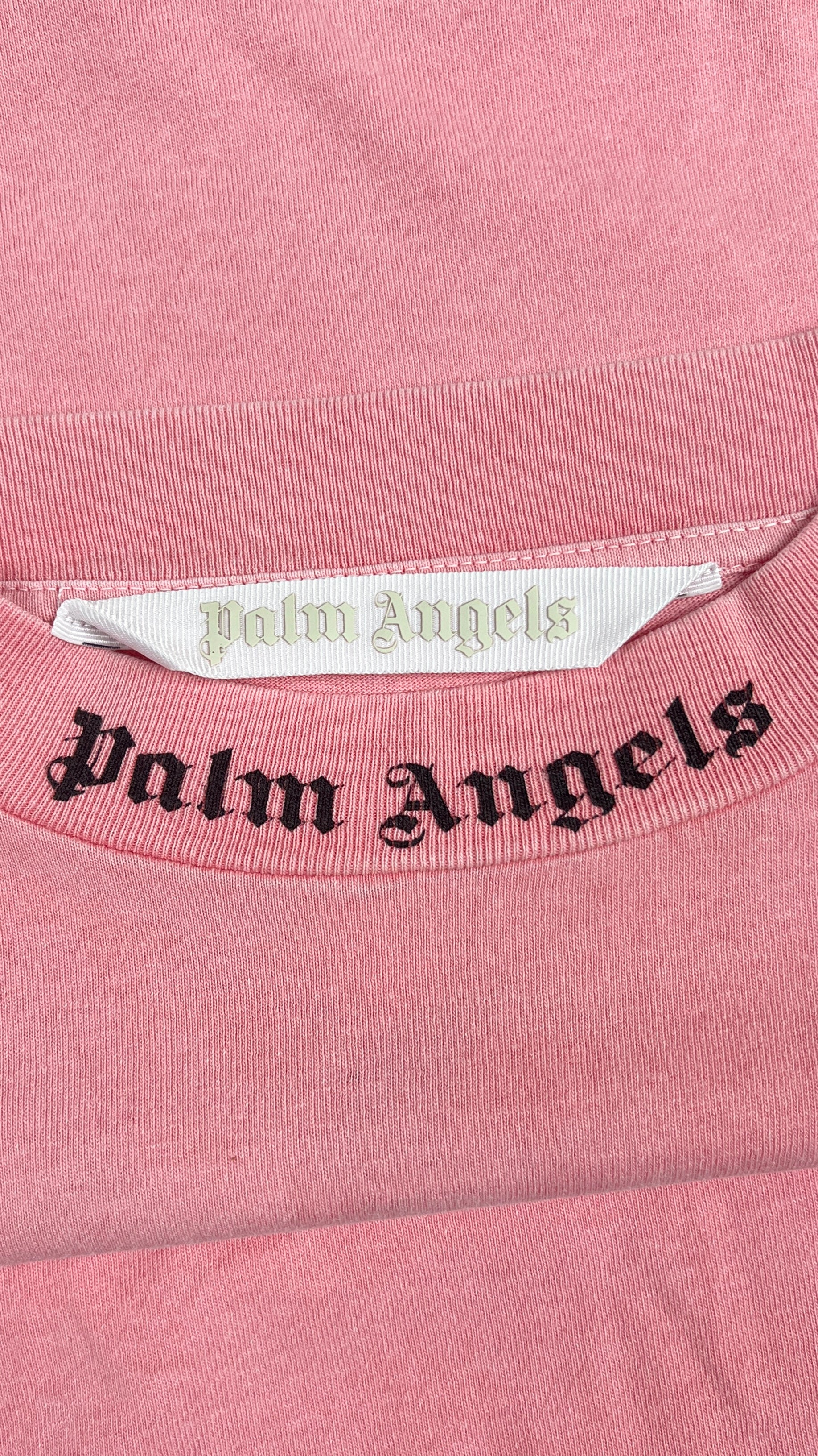 Tee-shirt oversize Palm Angels rose taille S, détail imprimé — vue 3