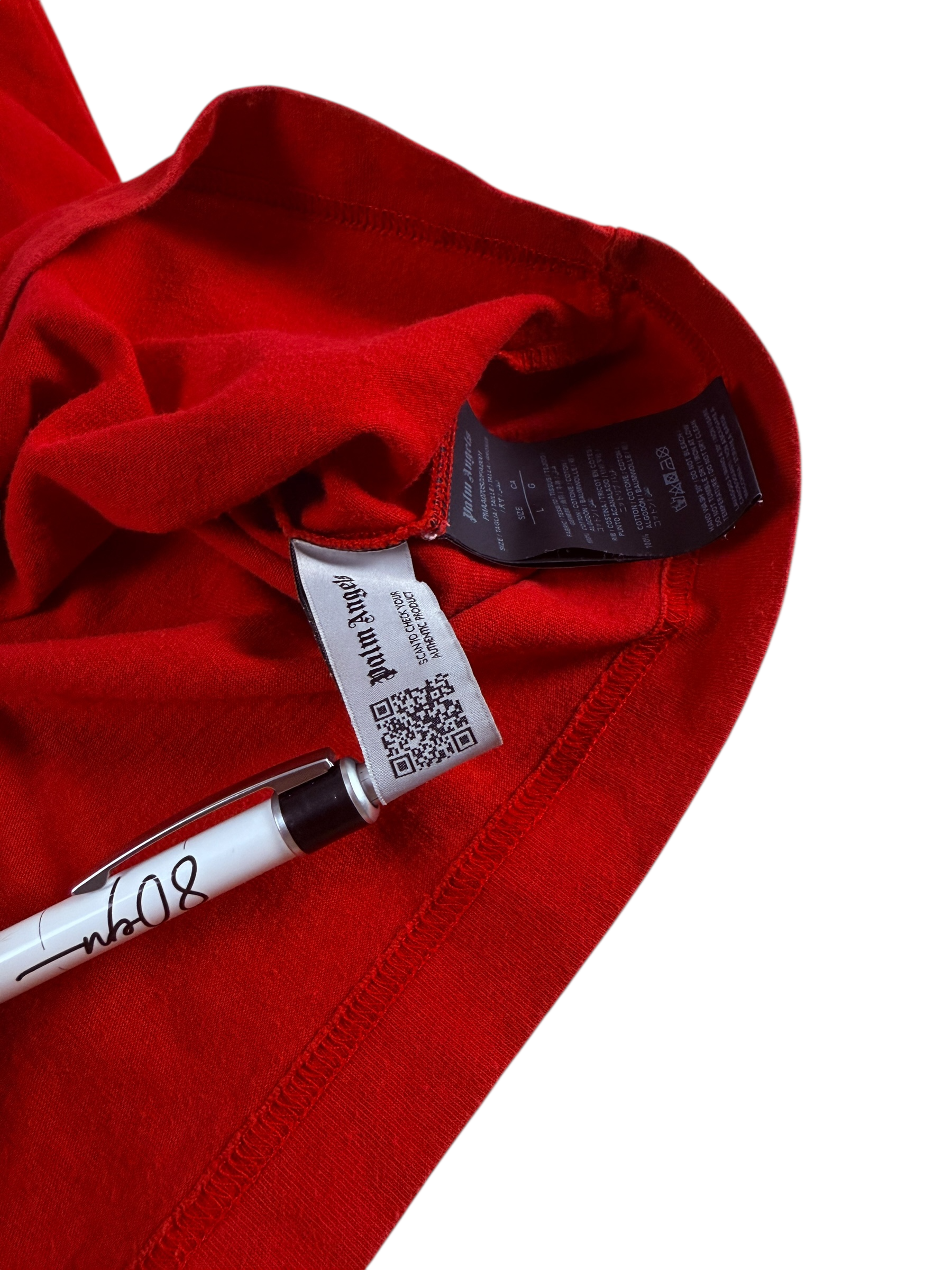 Veste Palm Angels rouge taille L - Logo et étiquette