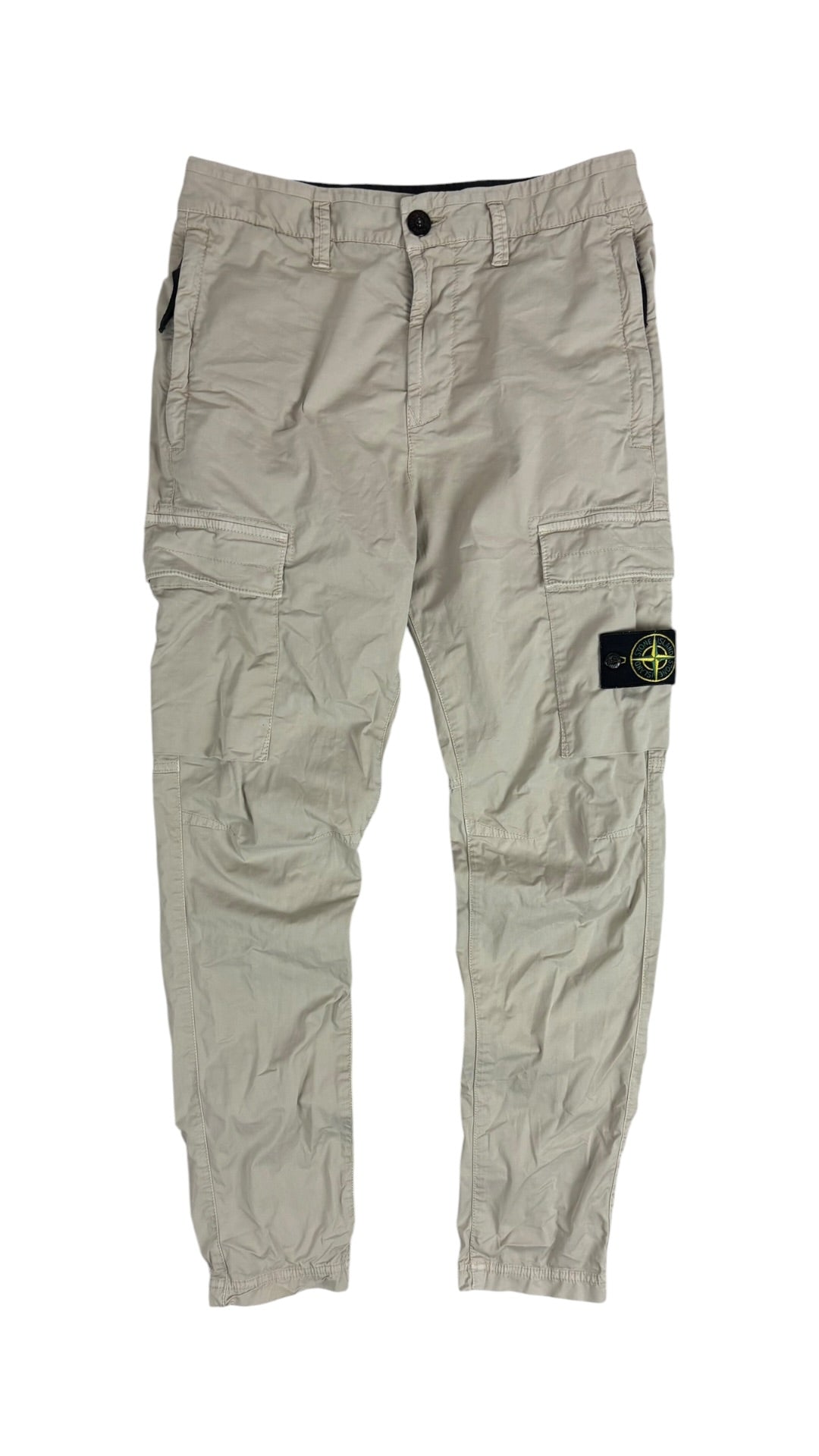 Pantalon cargo Stone Island crème W28 reconditionné - vue face | Authentique NB08