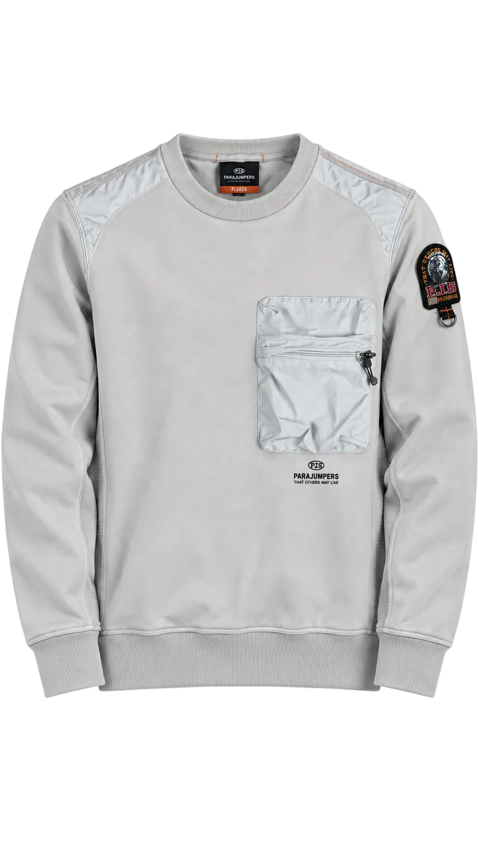 Sweat Parajumpers Fleece à Poche Nylon gris clair taille L, seconde main authentifiée NB08 — vue 1