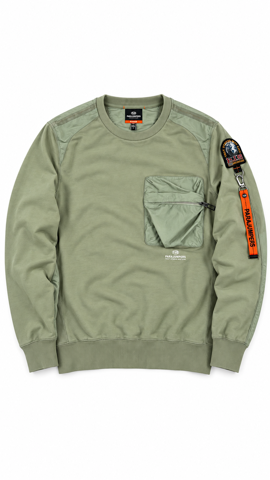 Sweat Parajumpers Fleece à Poche Nylon vert sauge taille XL, seconde main authentifiée NB08 — vue 1