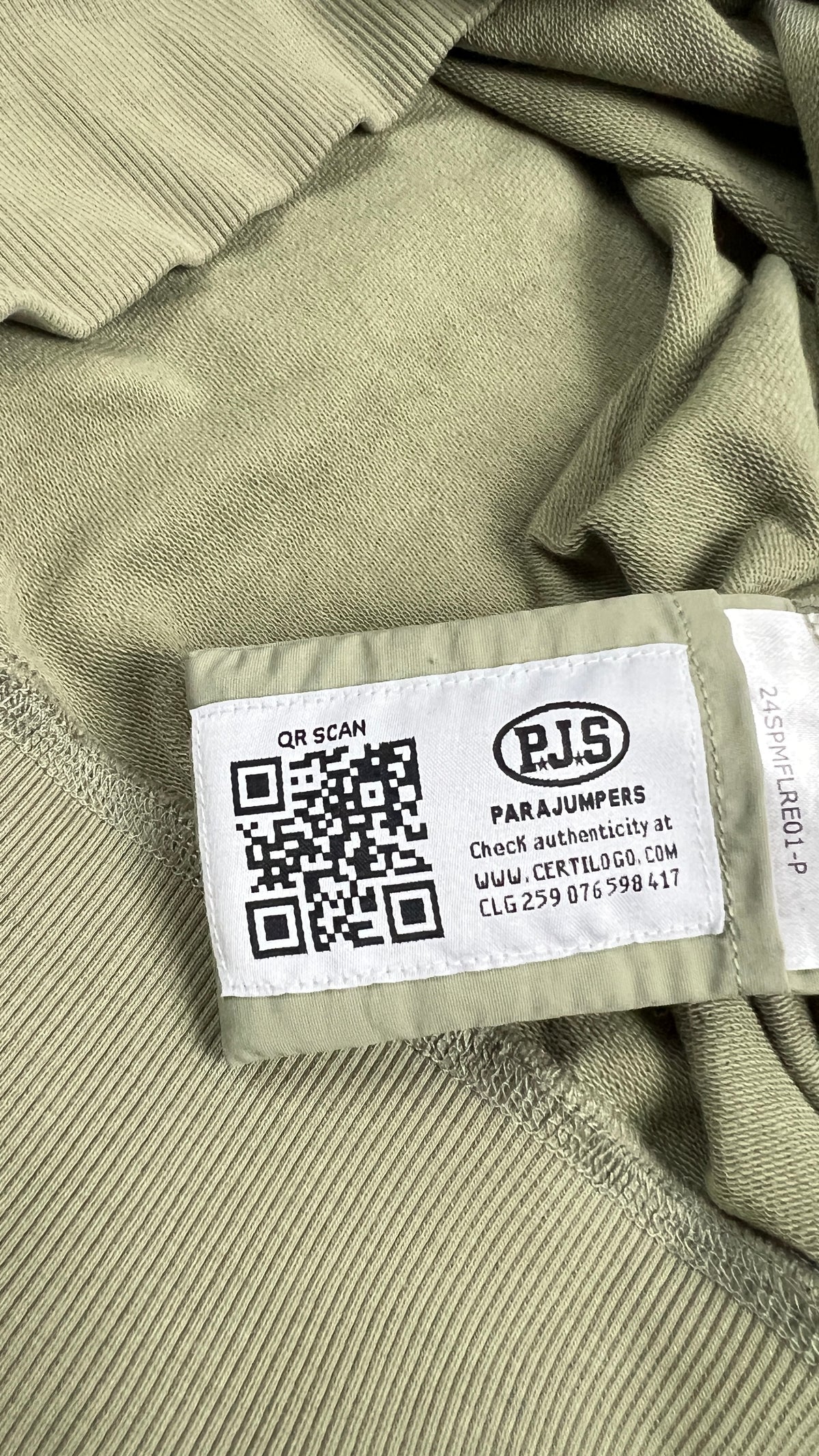 Sweat Parajumpers Fleece à Poche Nylon vert sauge, détail étiquettes et finitions — vue 5