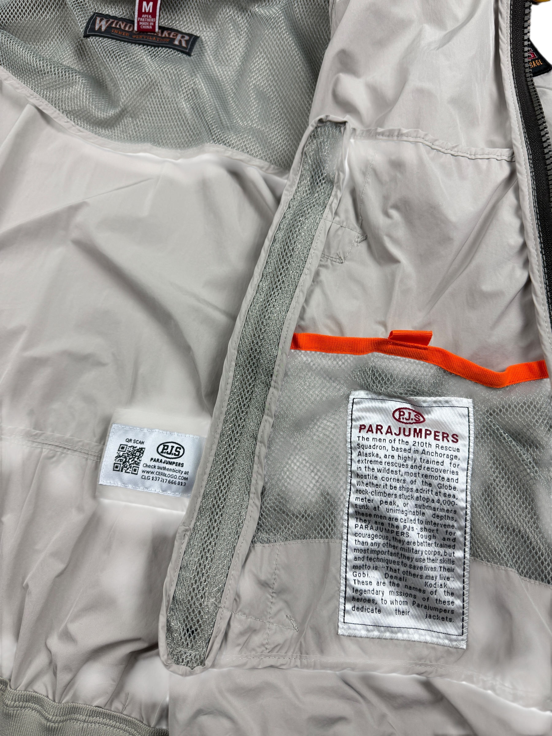 Veste Parajumpers gris taille M - Logo et étiquette