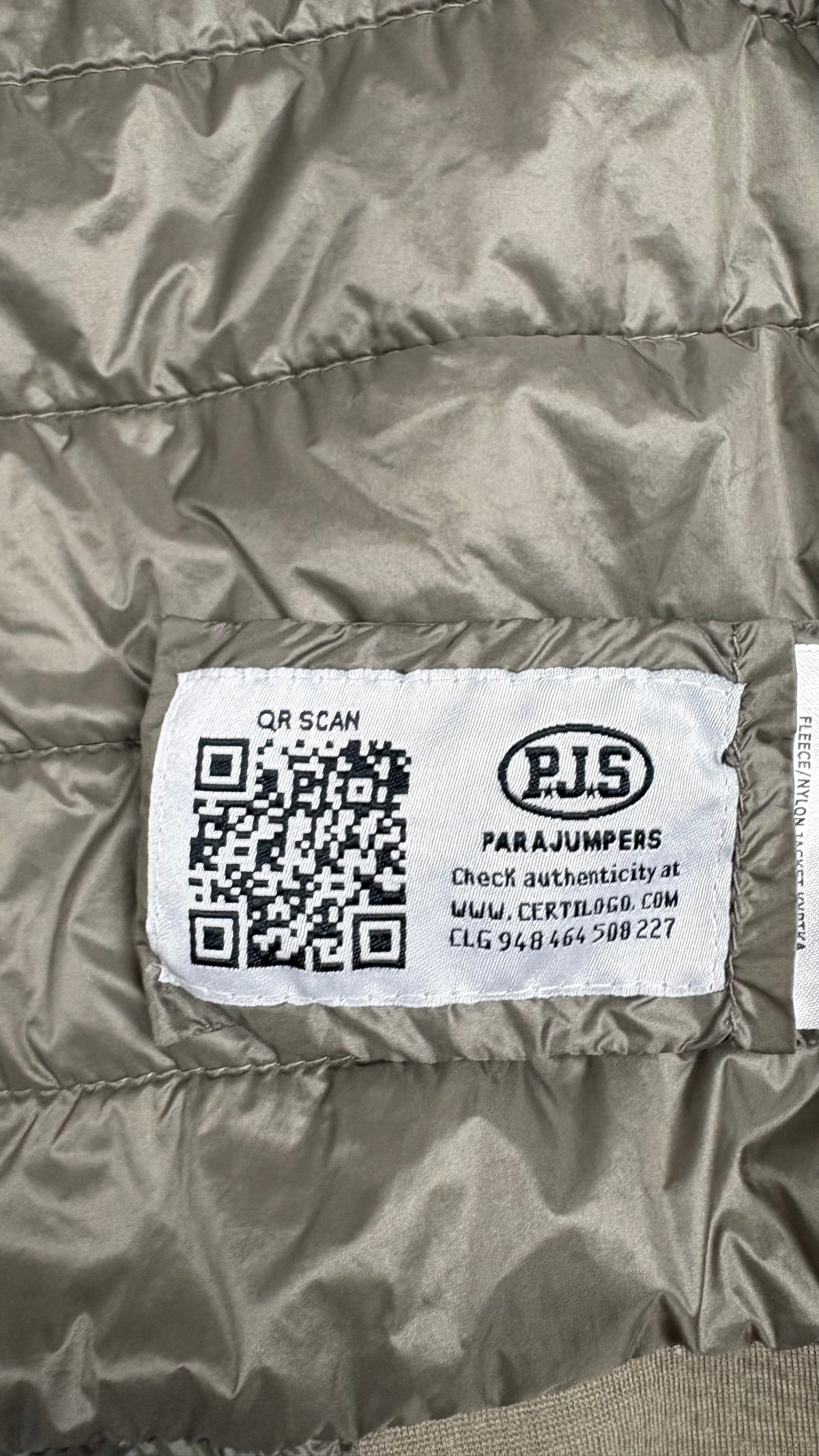 Veste Hybride Parajumpers Warm Up beige, détail étiquettes et finitions — vue 6