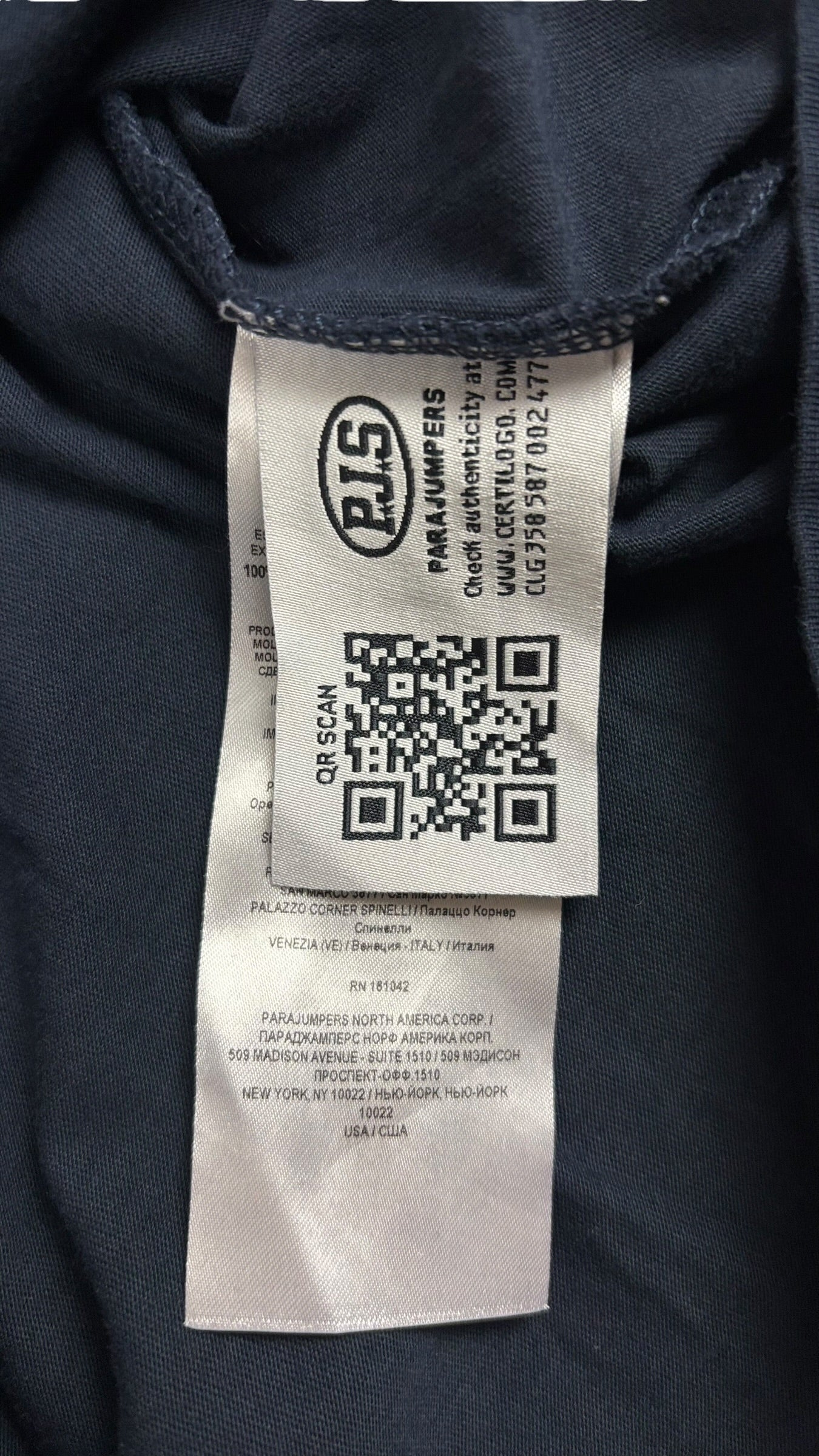 Veste Parajumpers marine taille M - Logo et étiquette