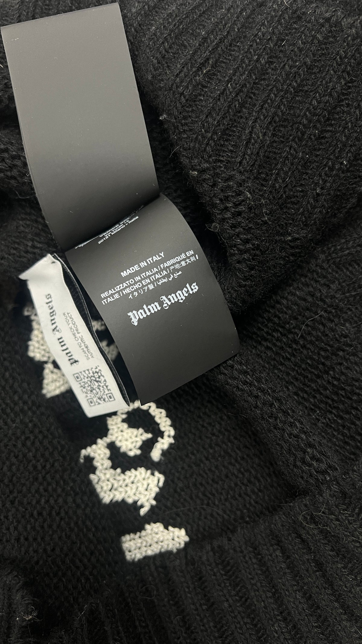 Pull Crewneck Palm Angels Curved Logo en Laine noir, taille S – photo complémentaire 4 – NB08 Shop