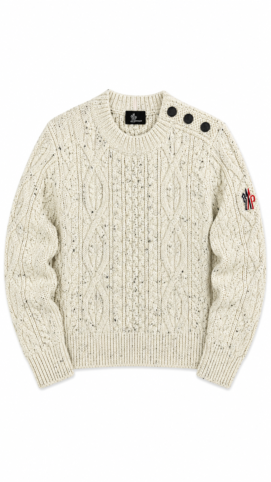 Pull en laine Moncler Grenoble crème noir taille L neuf - vue 1/4