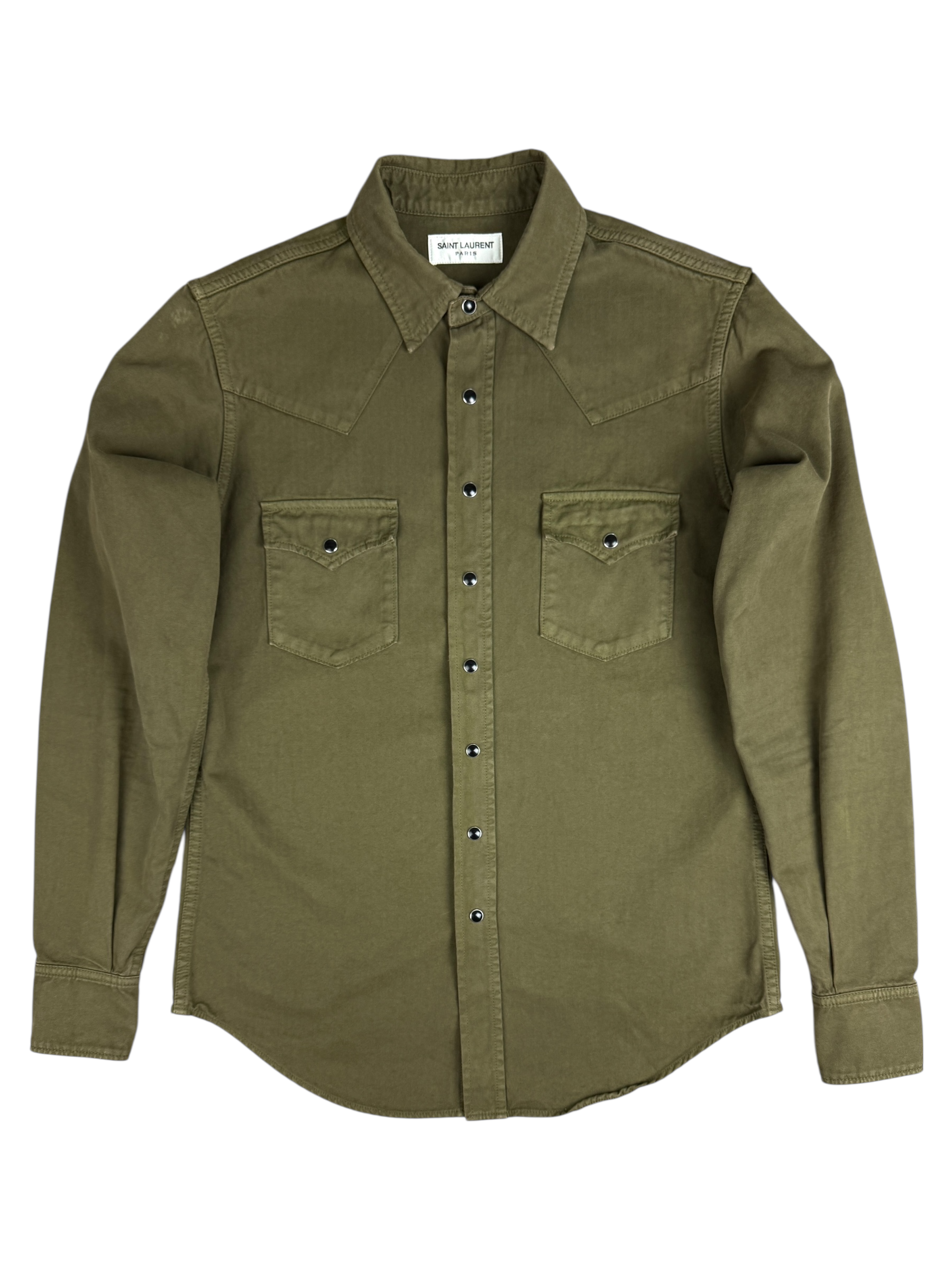 Chemise Saint Laurent kaki taille S - Vue de face