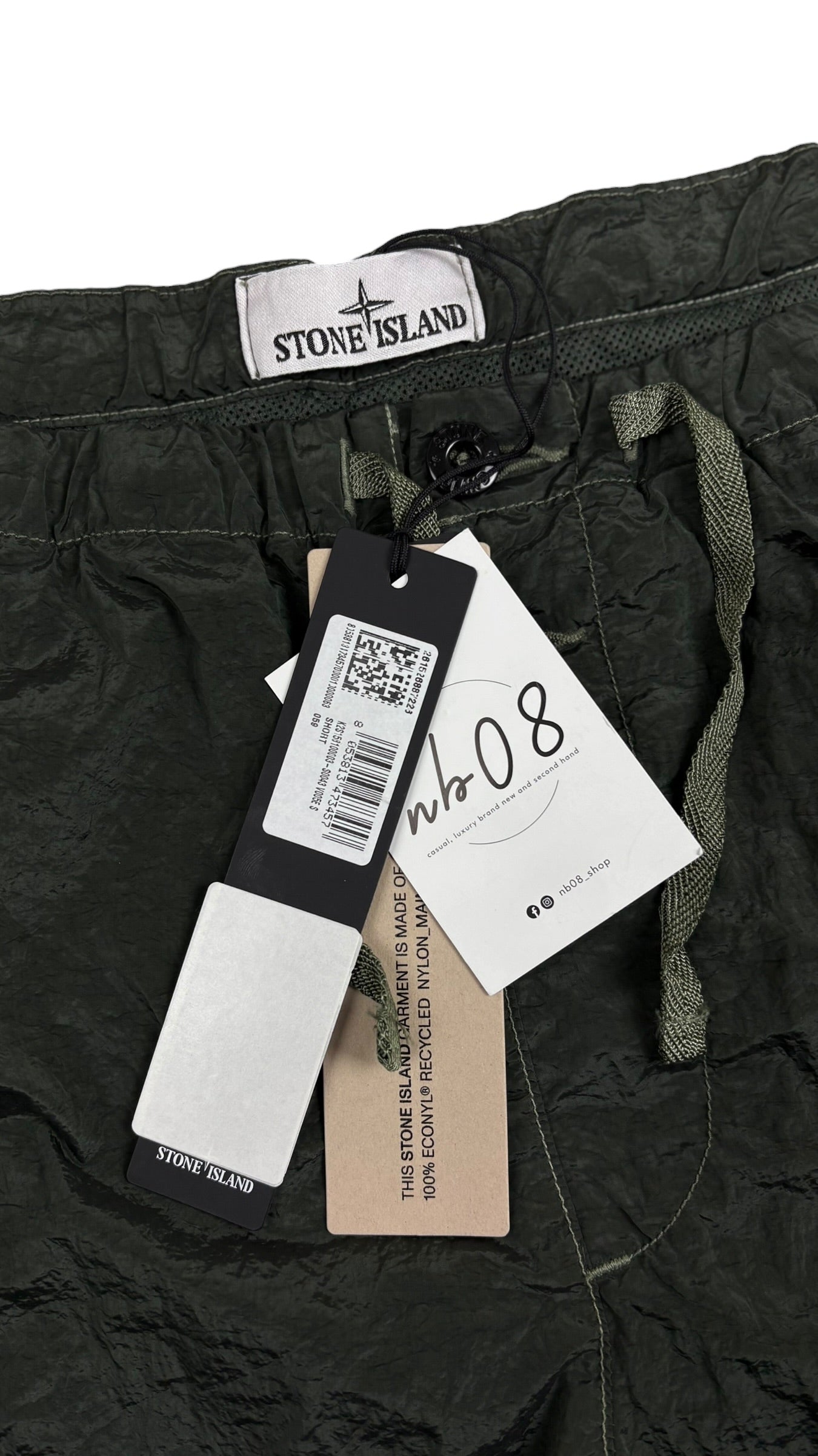 Short De Bain Stone Island Nylon Métal kaki Collection 2026 - vue 3/4