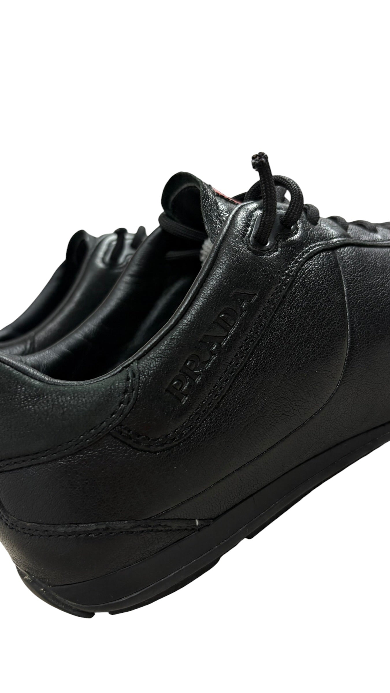 Sneakers Prada Aviator Sport en cuir noir - vue détaillée 2