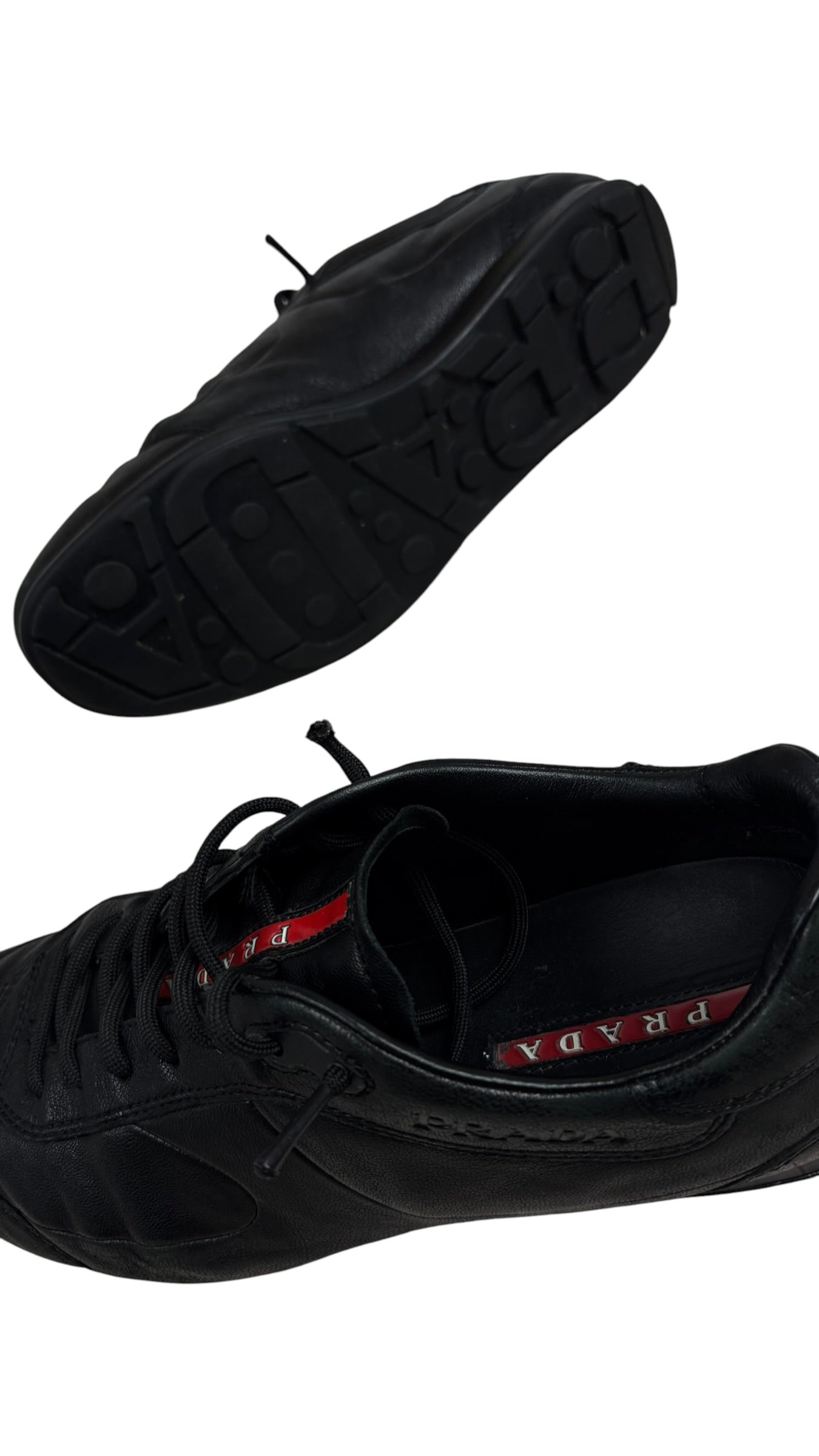 Sneakers Prada Aviator Sport en cuir noir - vue détaillée 3