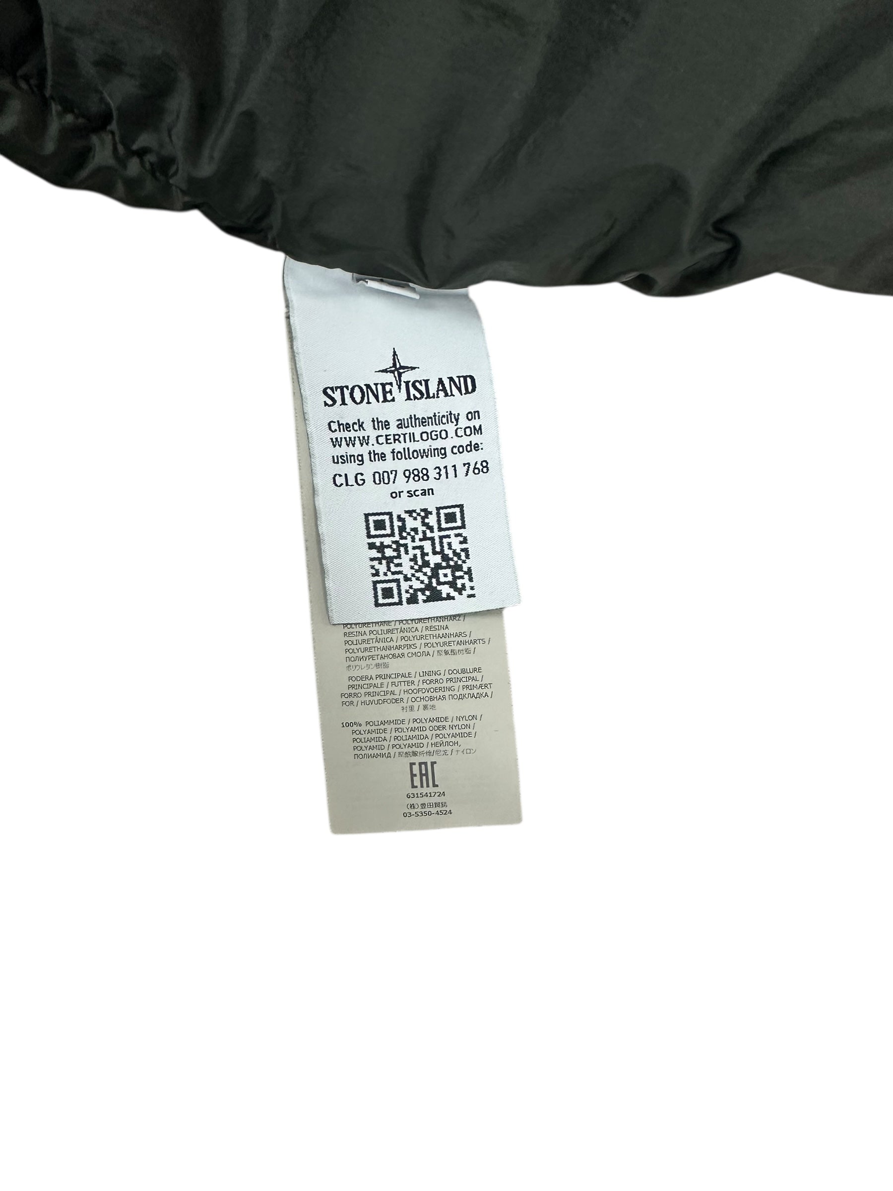 Doudoune Stone Island kaki taille L - Détail