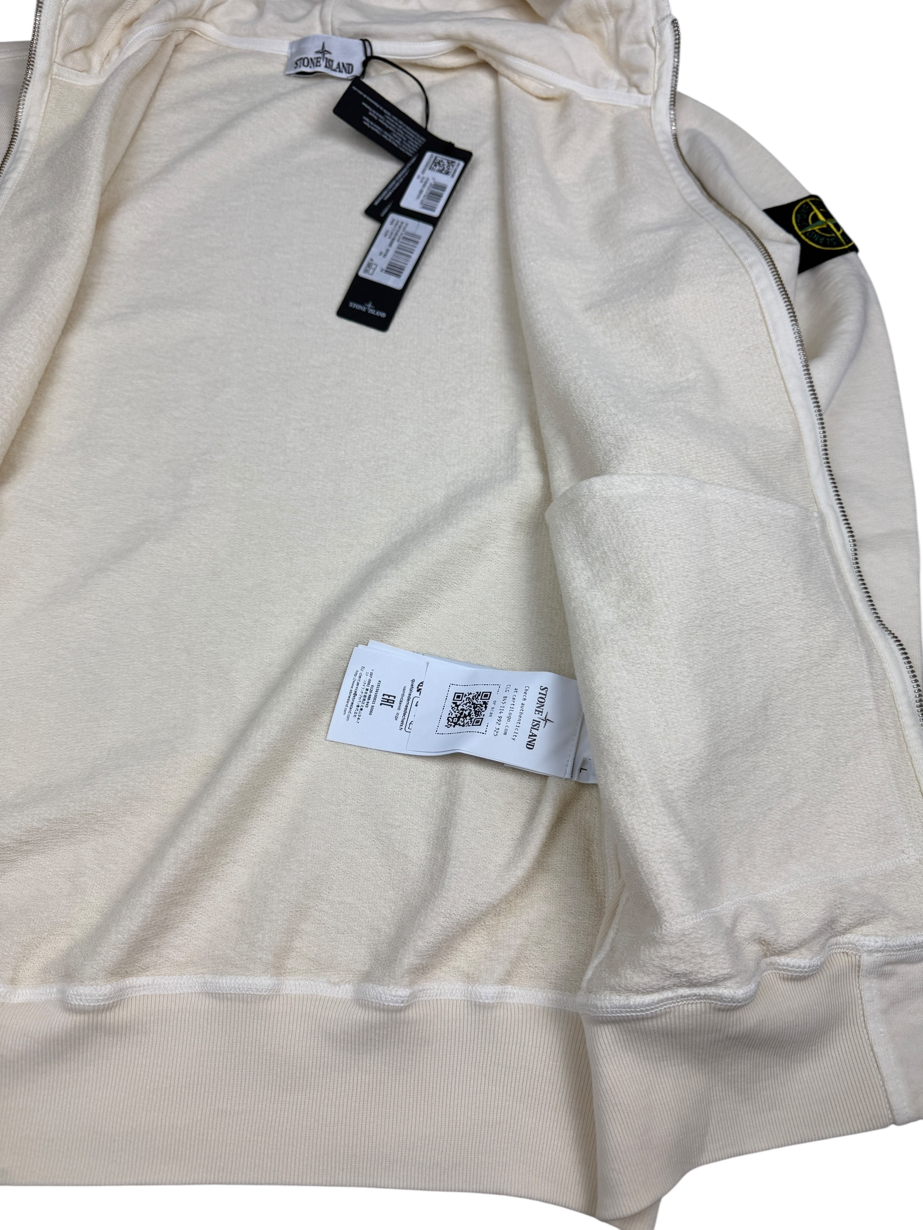 Gilet Stone Island crème taille S - Logo et étiquette
