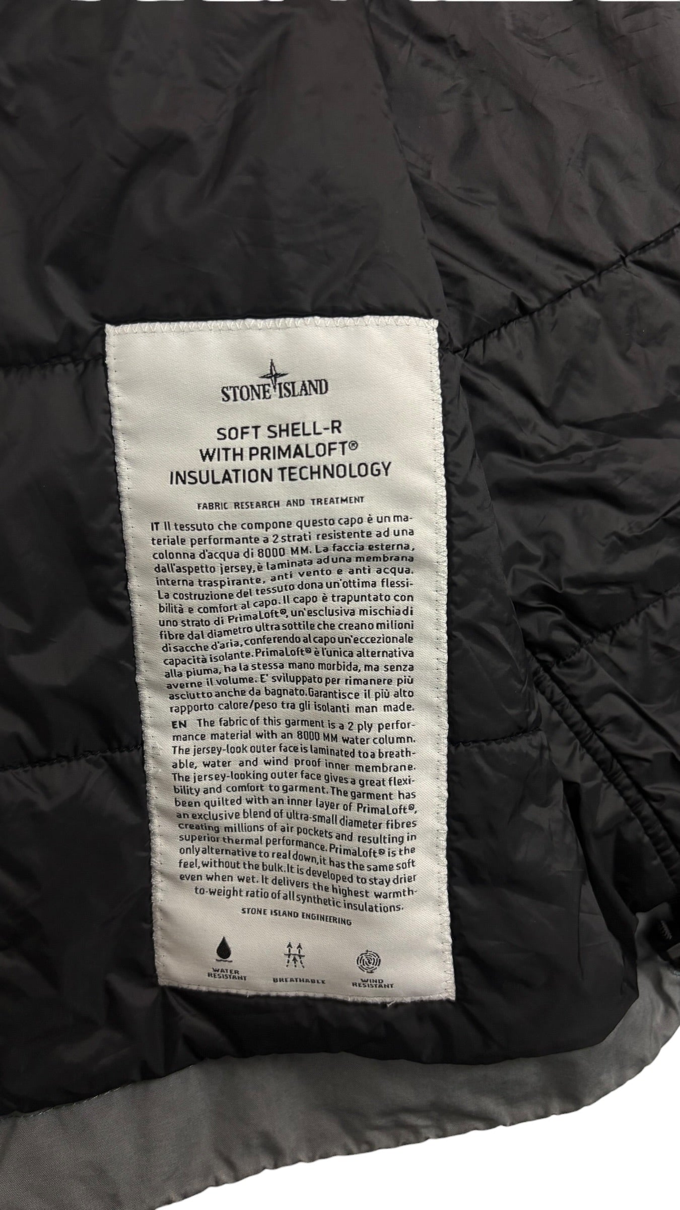 Gilet Stone Island gris taille S - Logo et étiquette