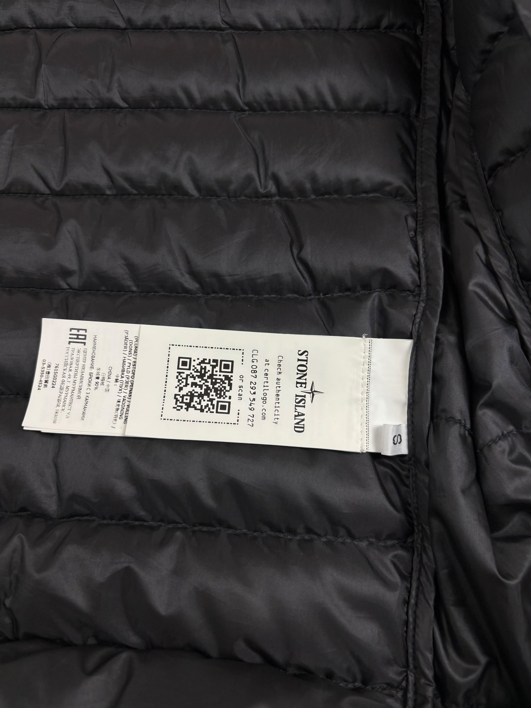 Gilet Stone Island noir taille S - Logo et étiquette