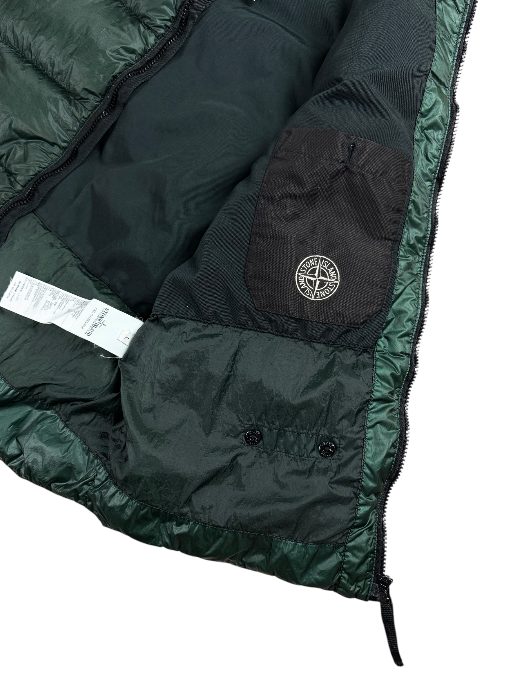 Gilet Stone Island vert taille L - Logo et étiquette