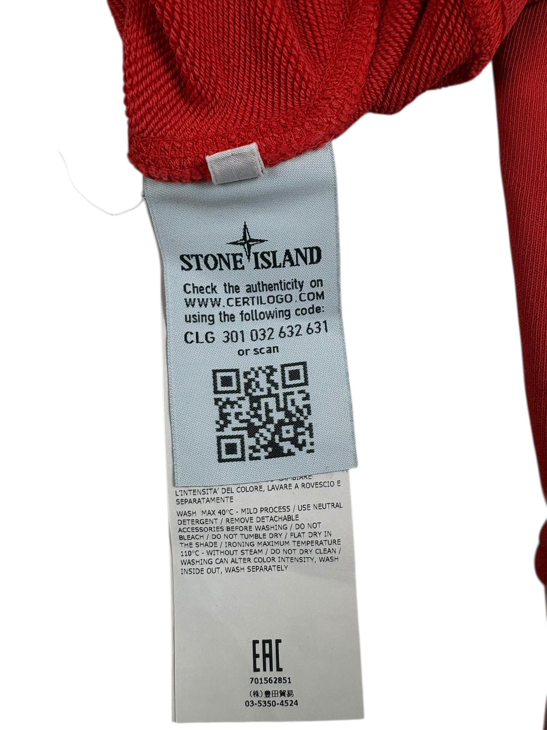 Hoodie Stone Island corail taille L - Logo et étiquette