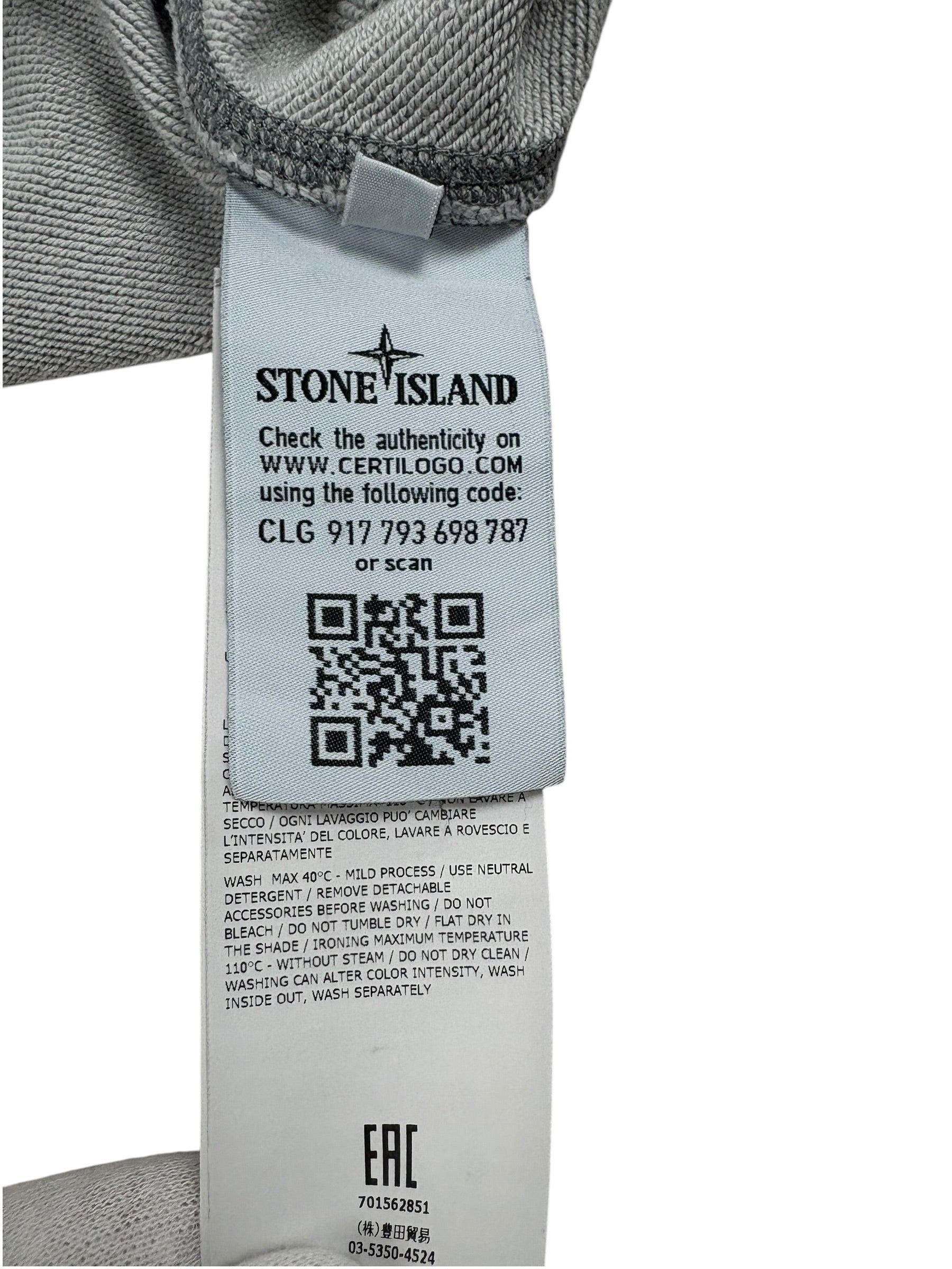Hoodie Stone Island gris taille S - Logo et étiquette