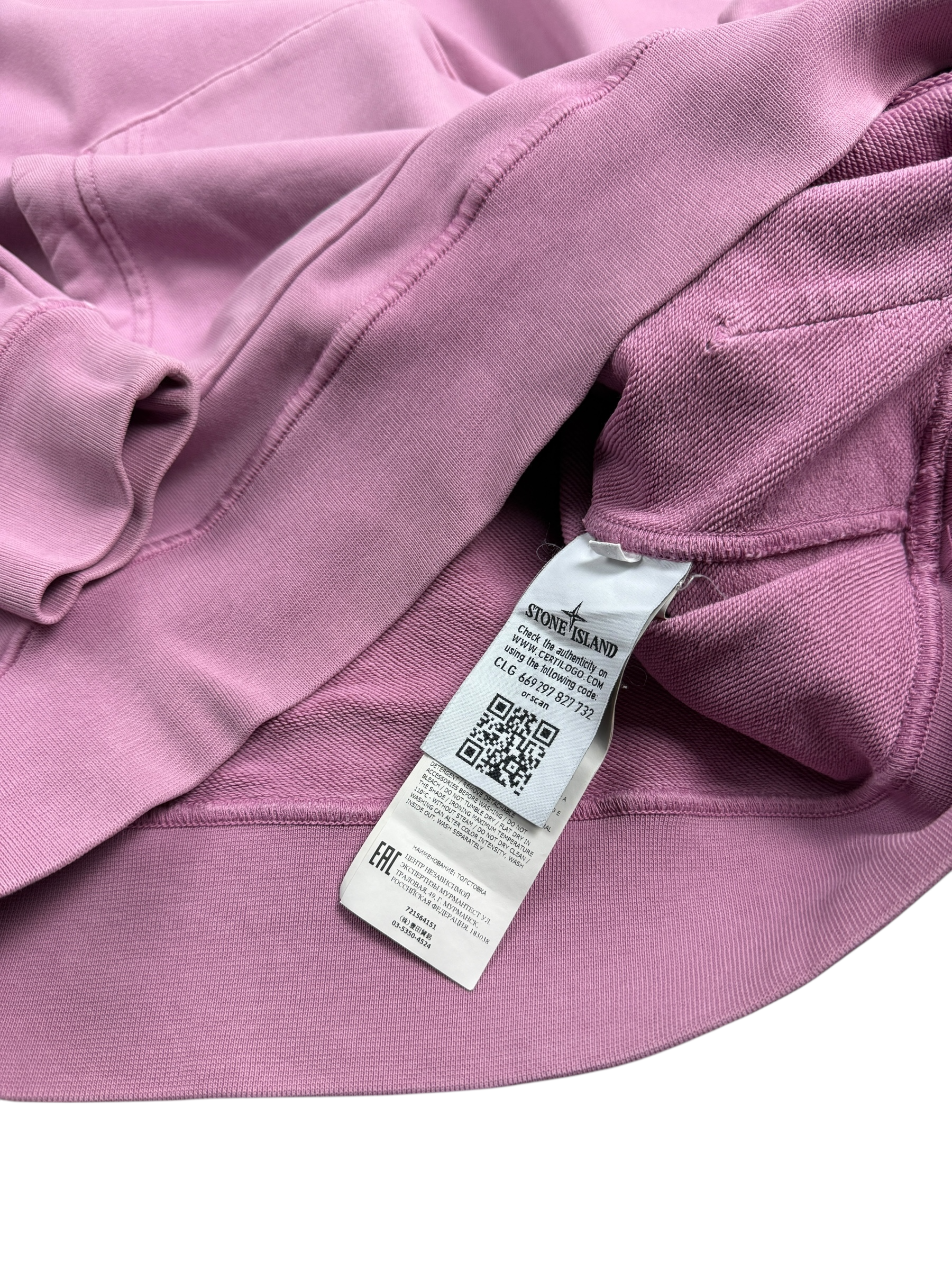 Hoodie Stone Island rose taille M - Détail