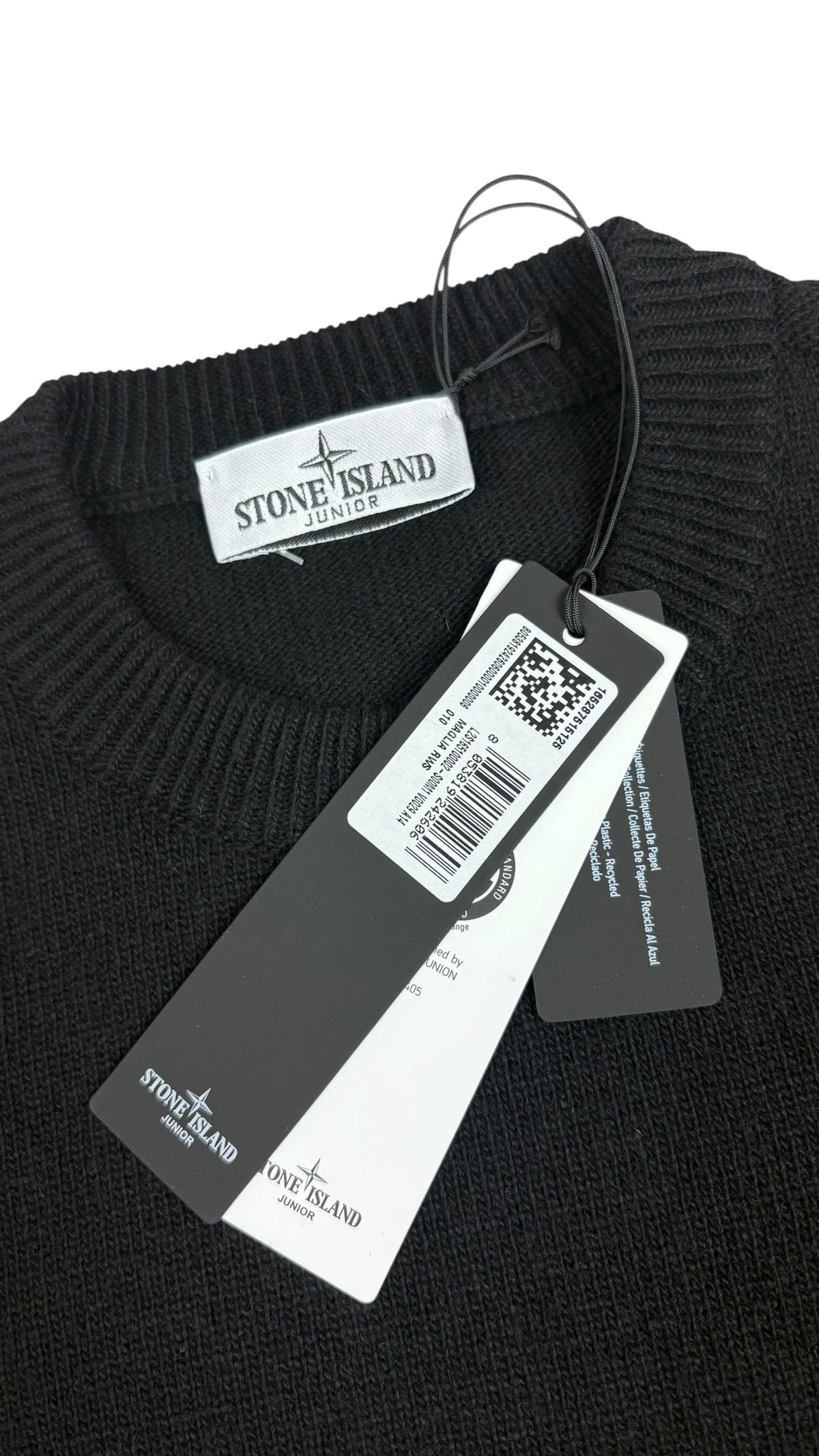 Pull Stone Island Junior maille coton noir 14 ans neuf - vue 4/5