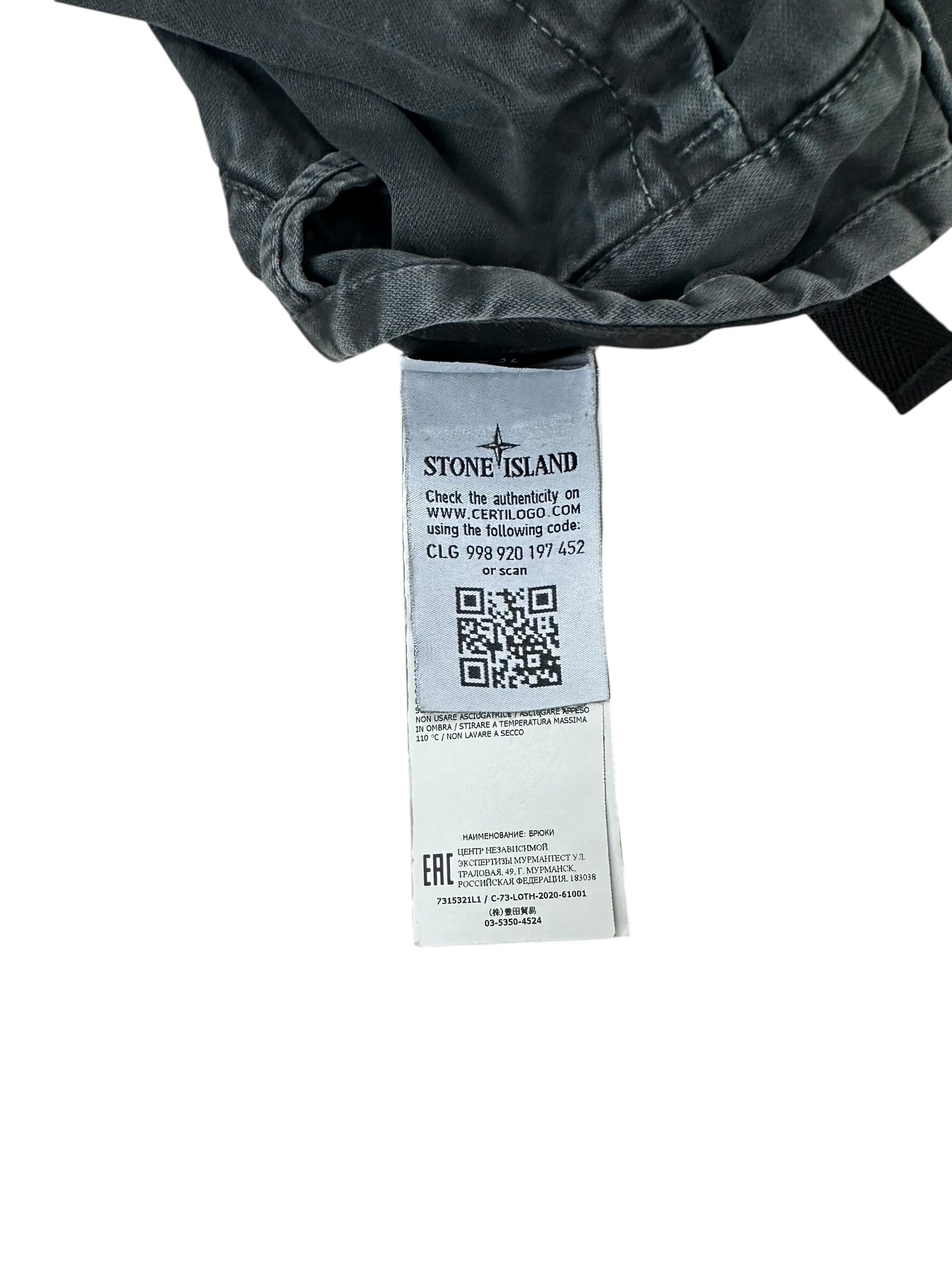 Pantalon Stone Island gris taille PANTALON W32 - Logo et étiquette