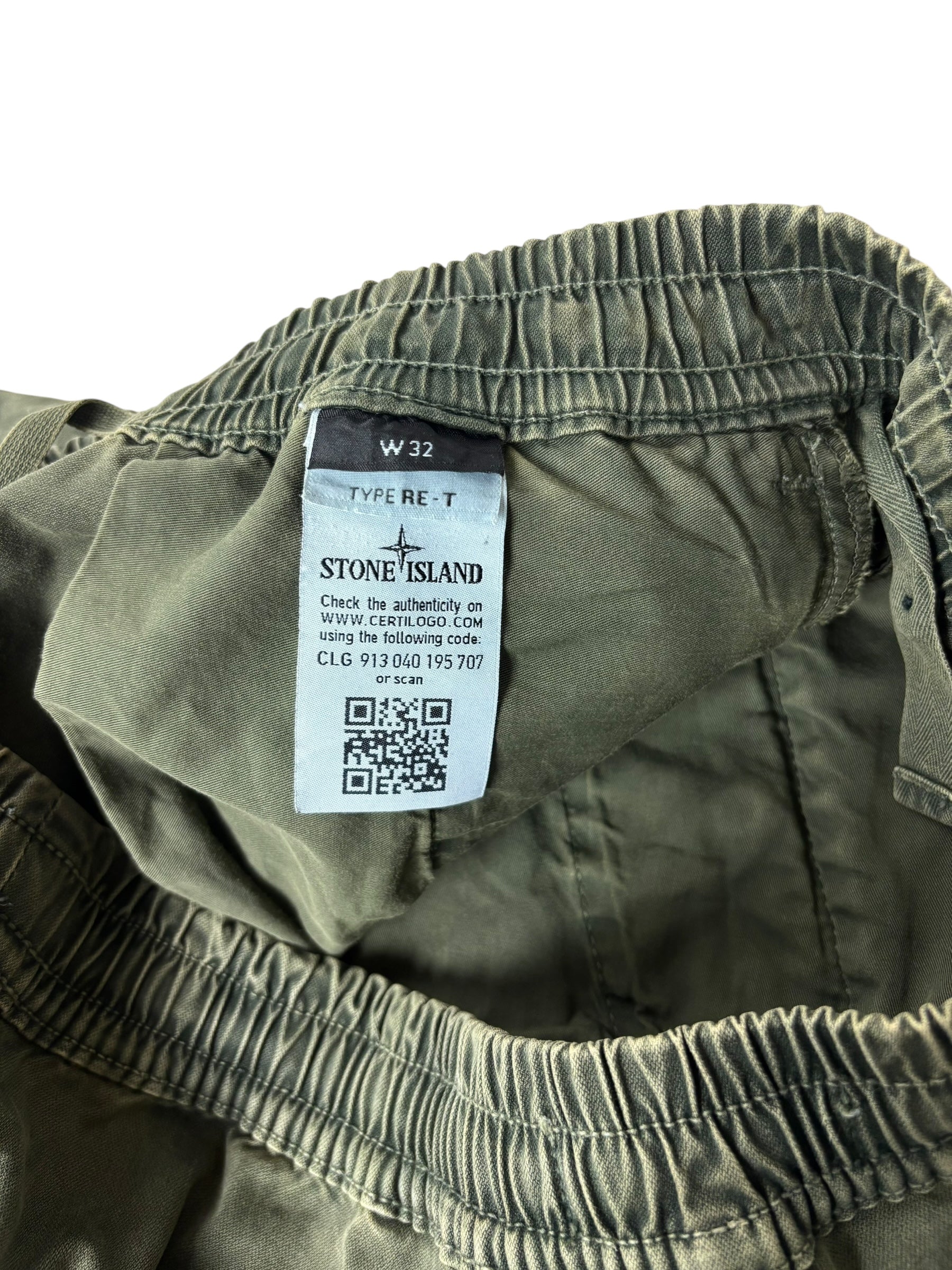 Pantalon Stone Island kaki taille W32 - Logo et étiquette