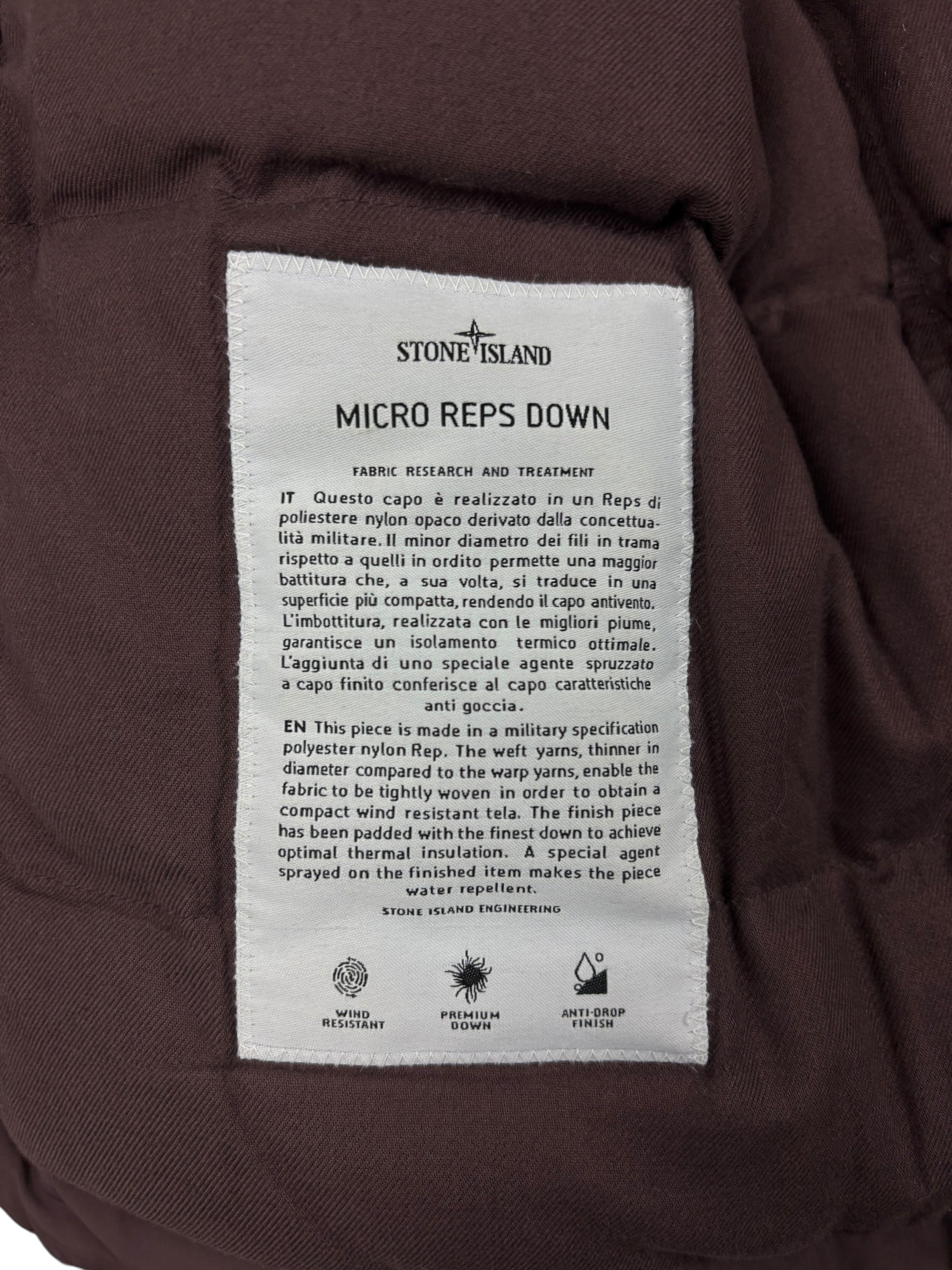 Parka Stone Island bordeaux taille L - Logo et étiquette