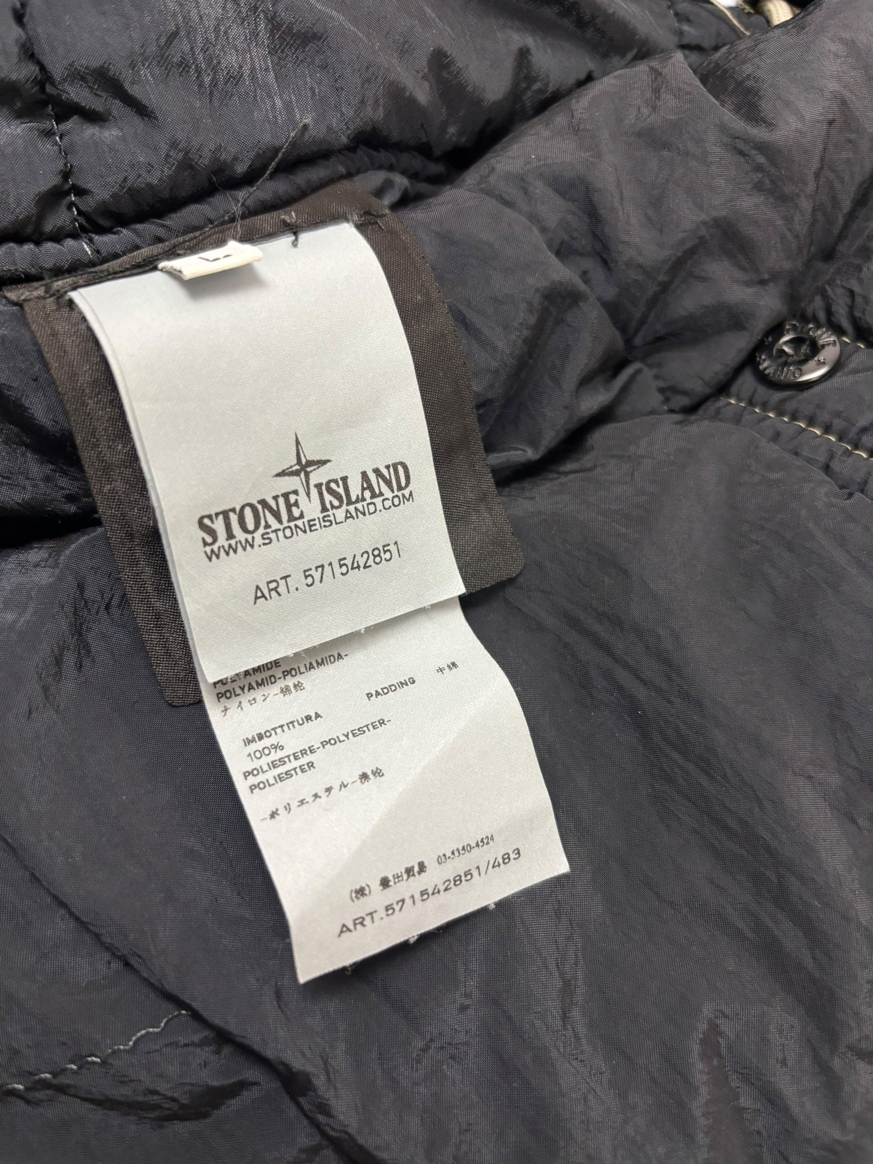 Parka Stone Island crème taille L - Logo et étiquette