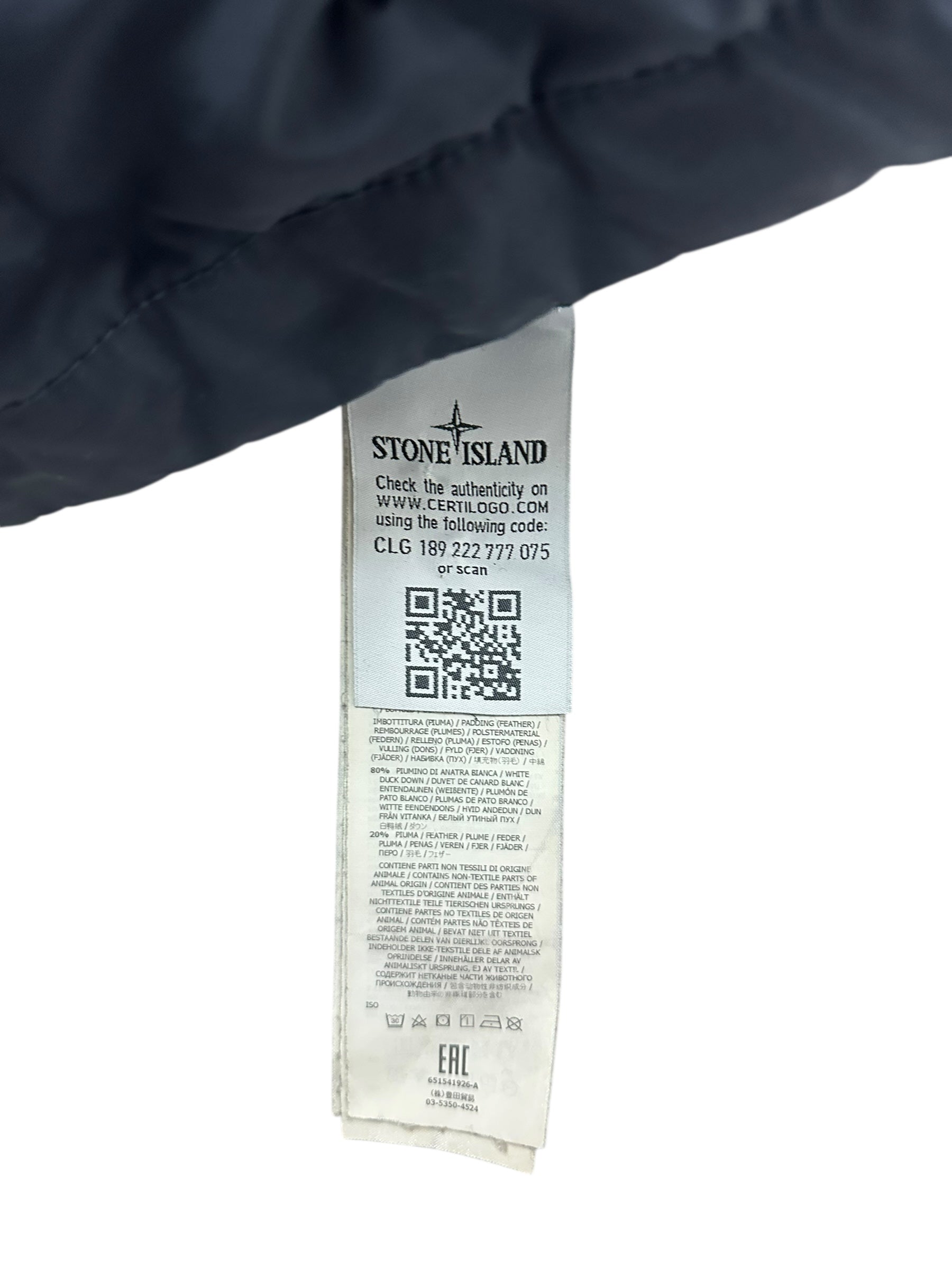 Parka Stone Island marine taille XL - Détail